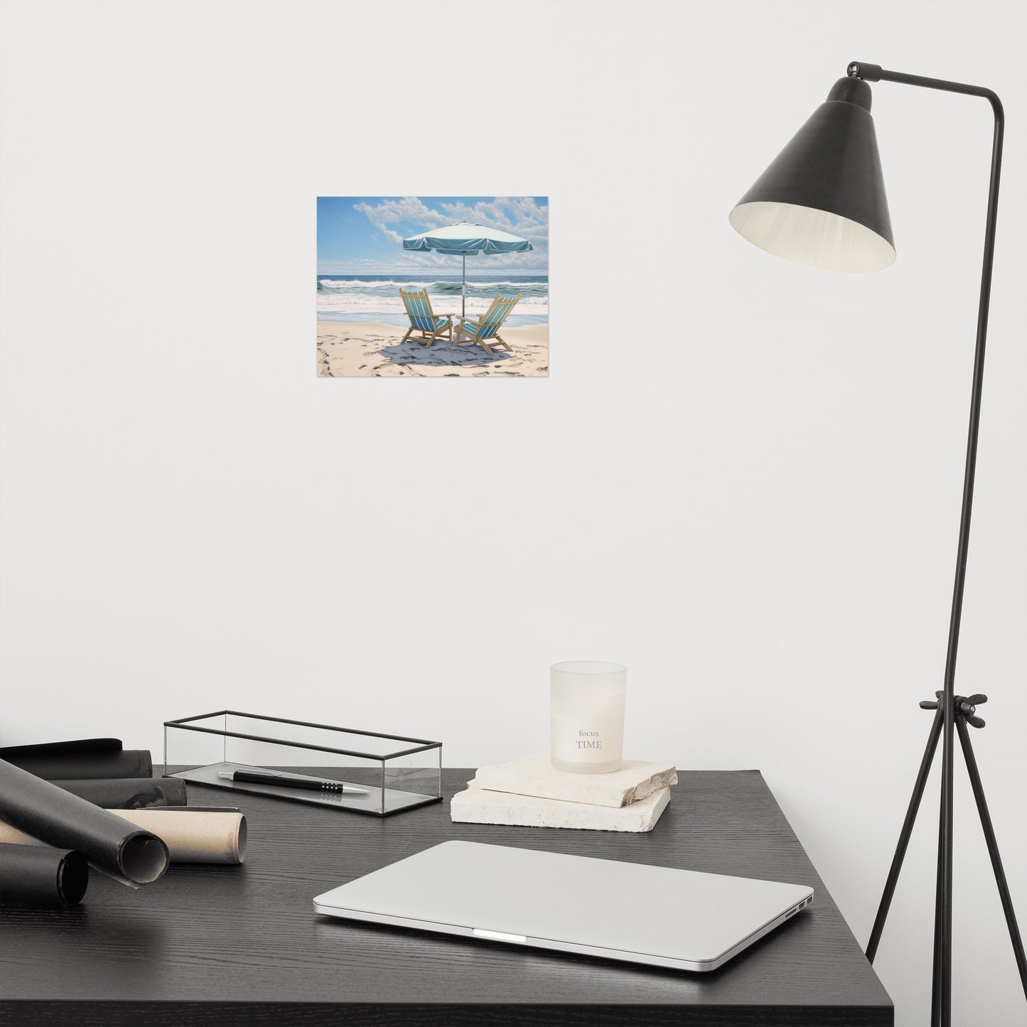 Beach Landscape Prints: A Sunny Spot for Two Coastal Illustration Photorealistic - Digital Artwork Loose Print