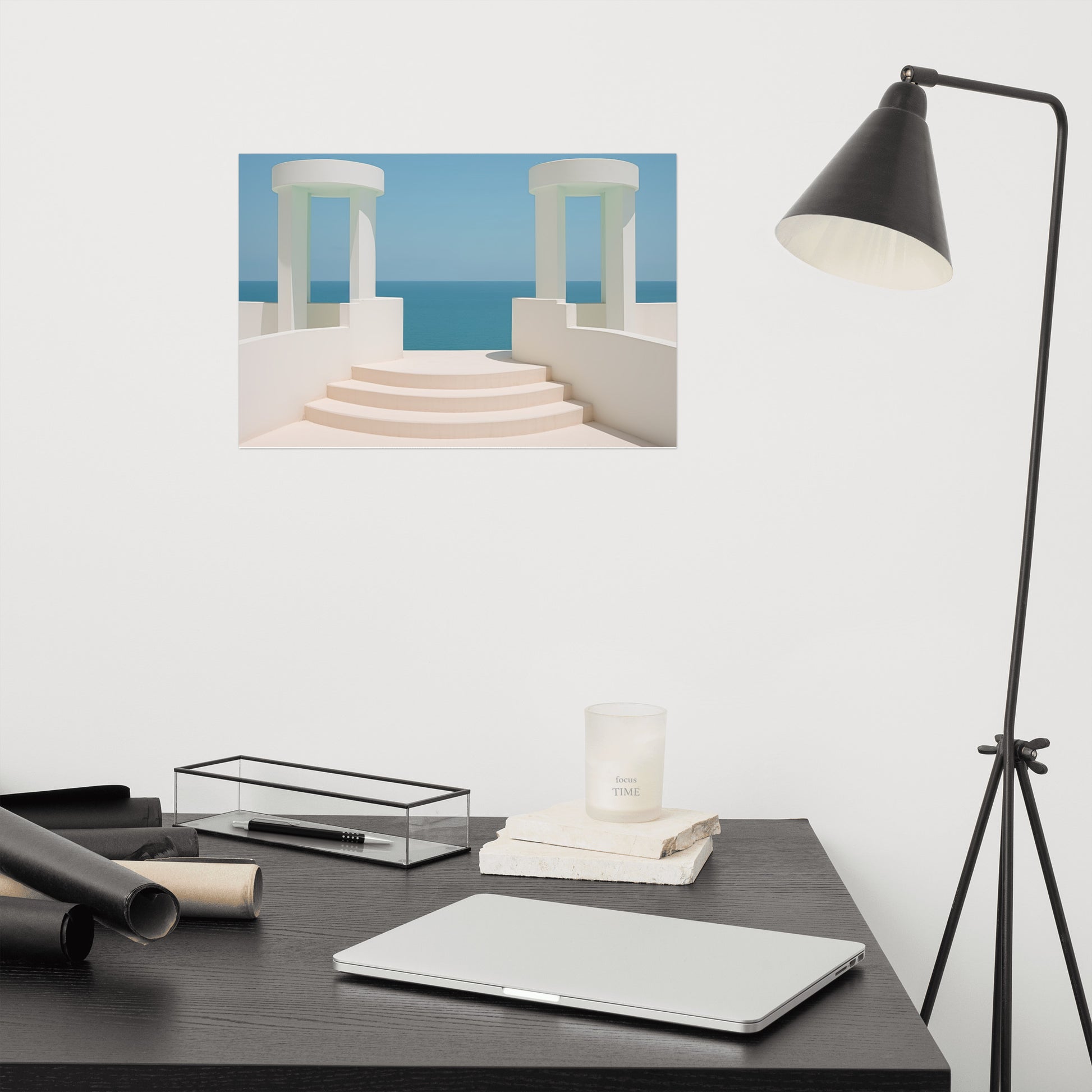 Beachy Pictures For Living Room: A Tranquil Seascape Art Deco Painting - Digital Artwork Loose Art Print