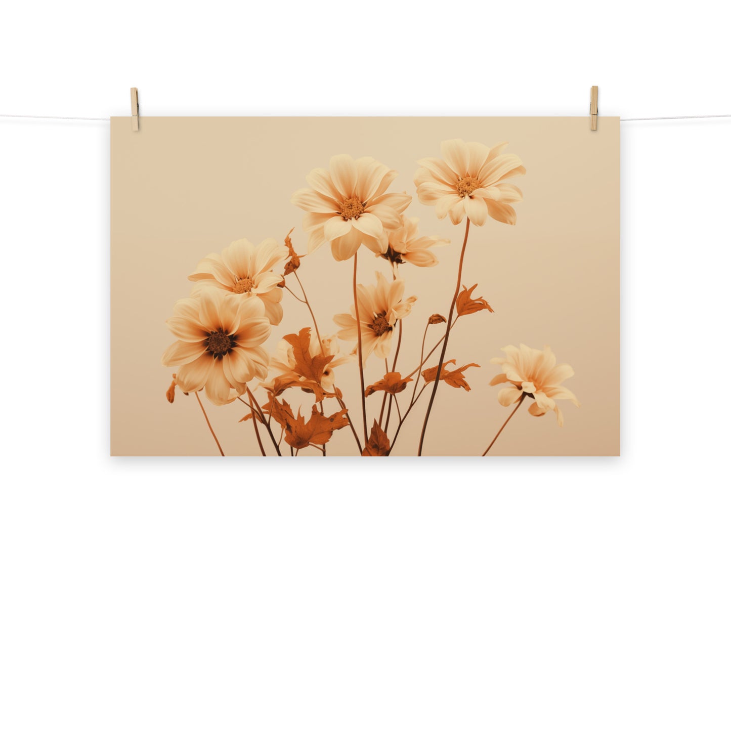 Beautiful Floral Wall Art: A Touch of Cream - Flowers Minimal Photorealism Painting - Digital Artwork Loose Art Print