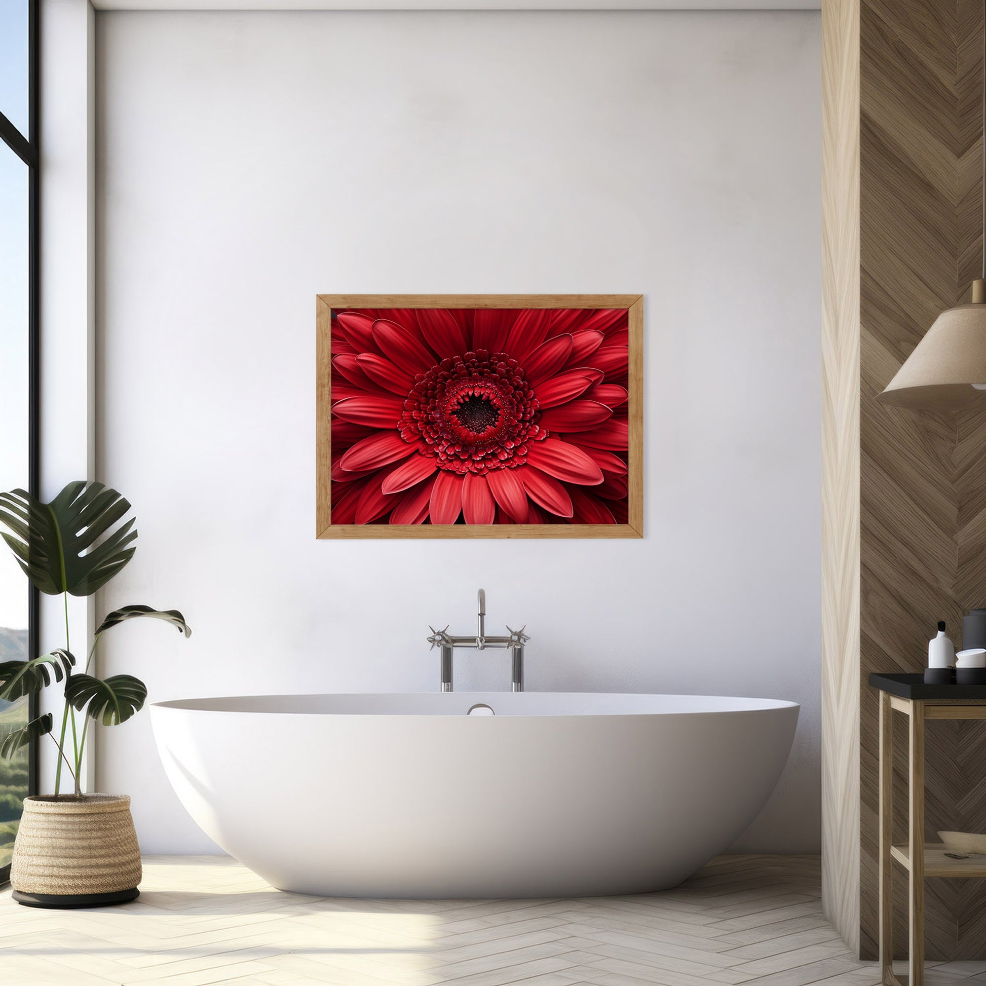 Bloomin' Beautiful Floral Photorealistic Digital Artwork in Bathroom Setting