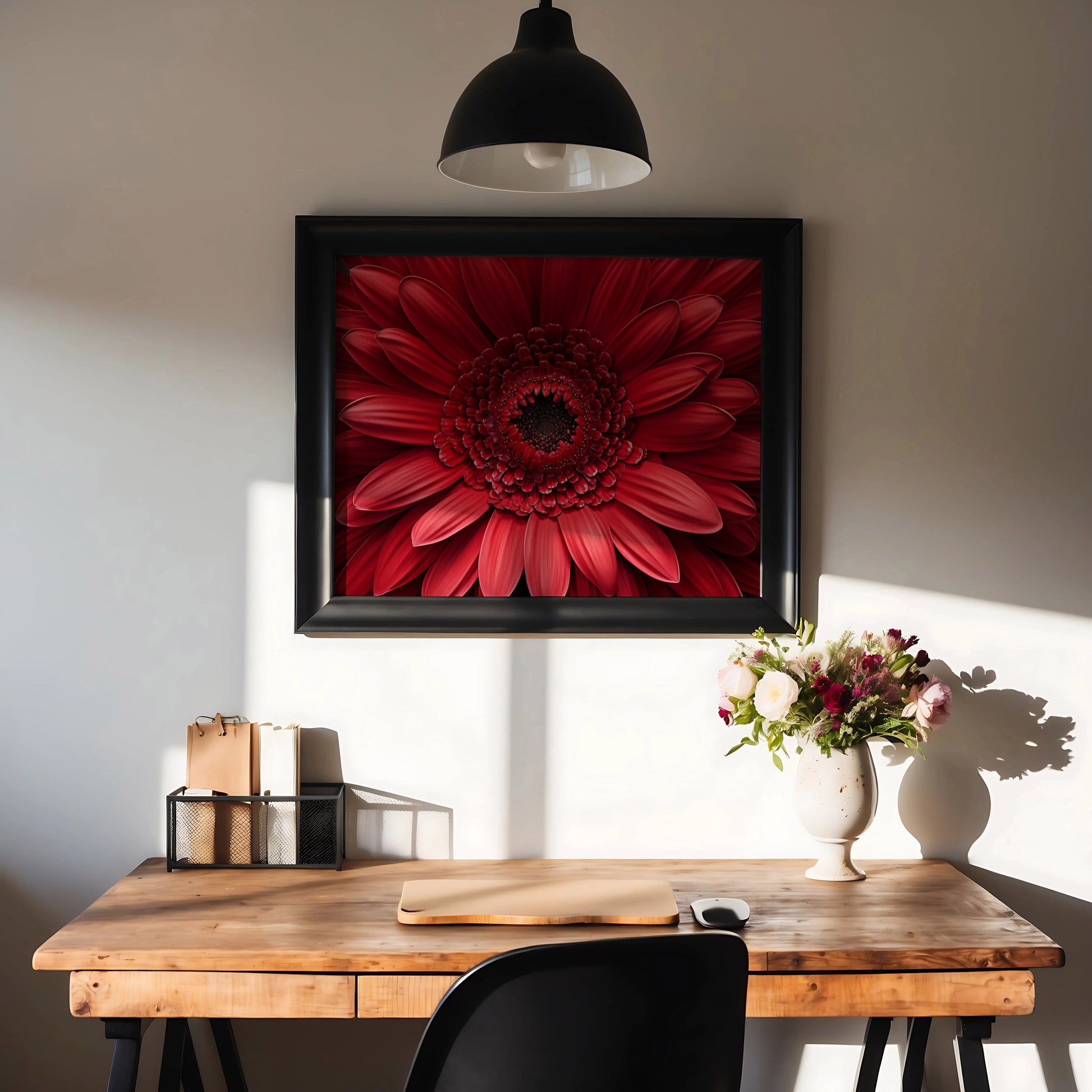 Bloomin' Beautiful Floral Photorealistic Digital Artwork in Home Office Setting