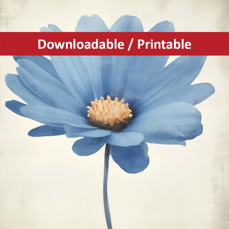 Blue Pastel Perfection Floral Digital Watercolor Painting DIY Downloadable and Printable Wall Art Prints