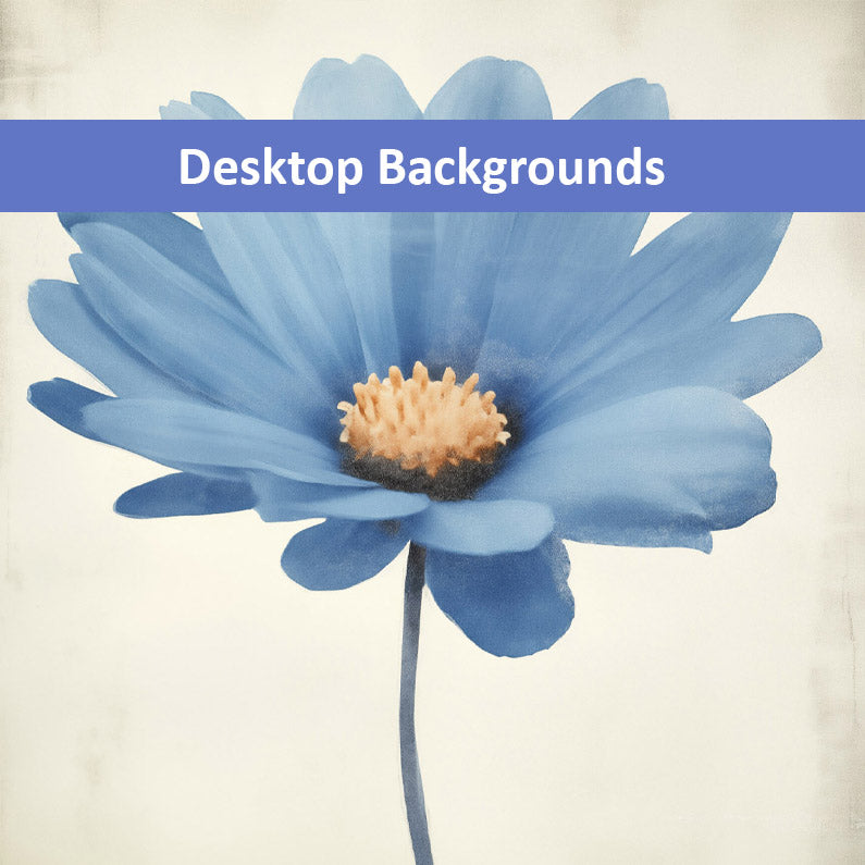 Blue Pastel Perfection Floral Digital Watercolor Painting Wallpaper for Computer