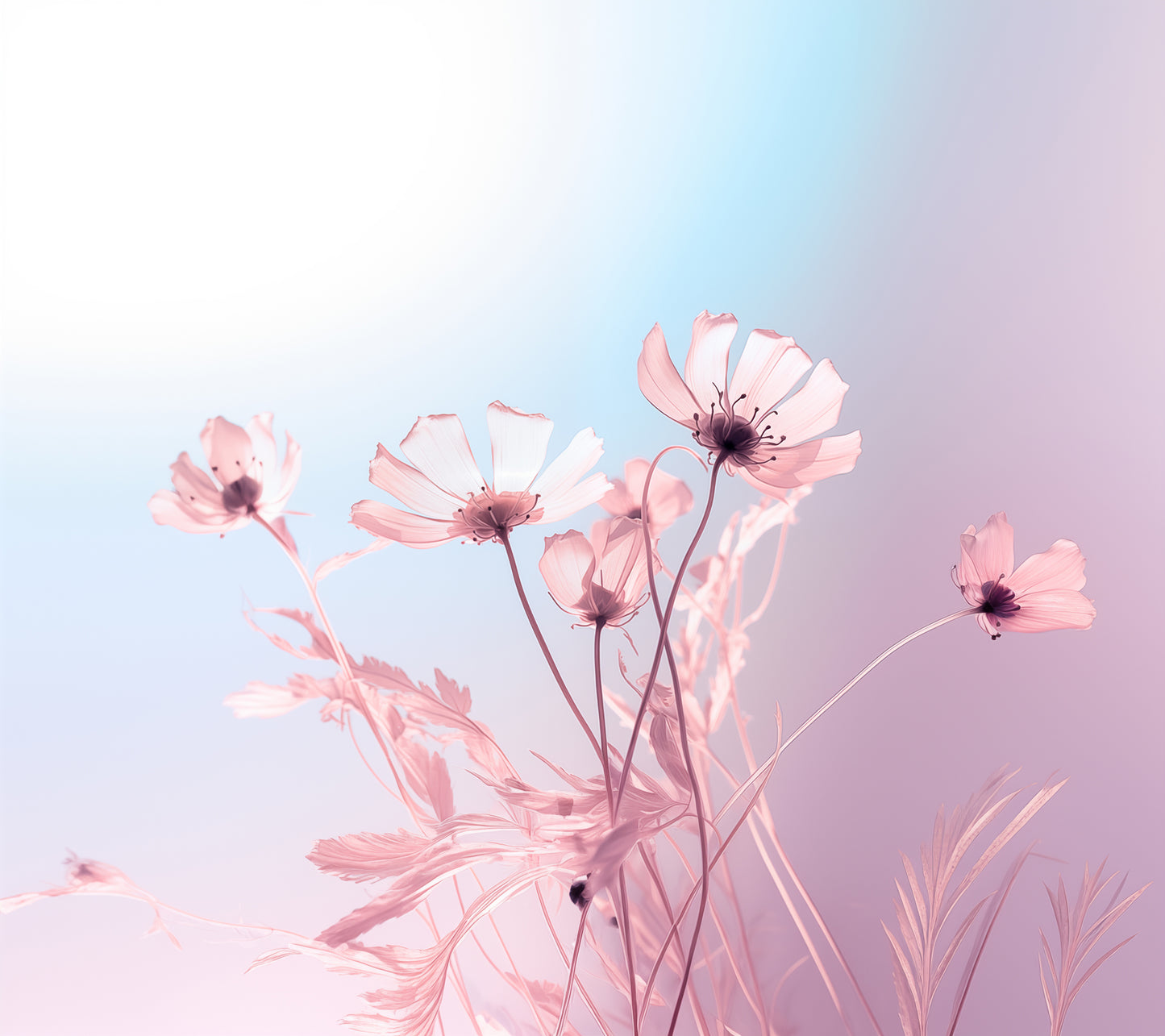 Blushing Blooms Pastel Floral Photorealism Painting - Digital Artwork Loose Art Print