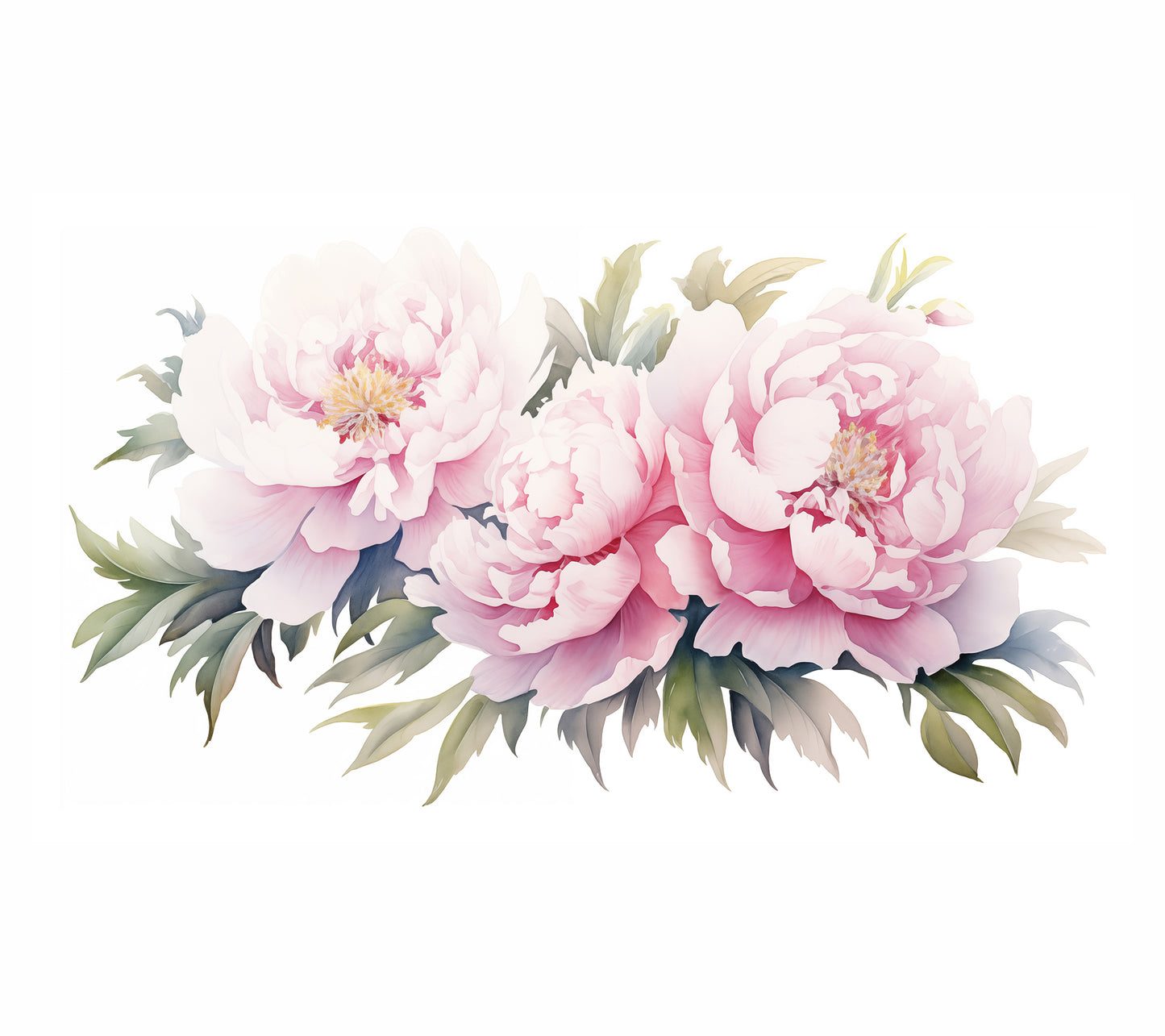 Blushing Peonies Watercolor Painting - Digital Artwork Loose Art Print