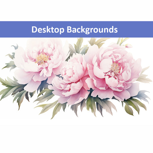 Blushing Peonies Watercolor Painting Digital Artwork Wallpaper for Computer Monitors Smart TVs and Laptop Screens