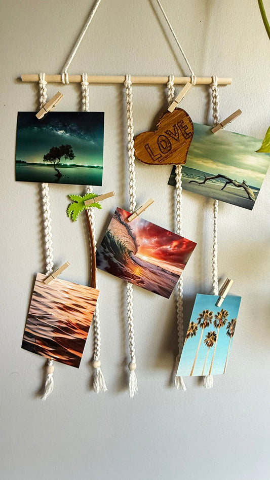Boho Hanging Photo Display & Clips | Picture Holder Wall Decor
