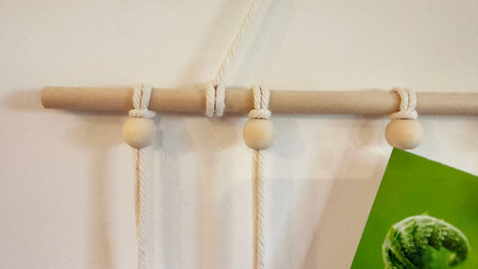 Boho Macrame Hanging Photo Display with Wooden Beads & Clips | Picture Holder Wall Decor 2