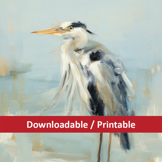 Brushstrokes of Blue Wildlife Digital Painting DIY Downloadable and Printable Wall Art Print