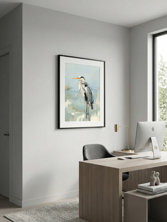 Brushstrokes of Blue Wildlife Digital Painting DIY Printable Art in Contemporary Style Home Office