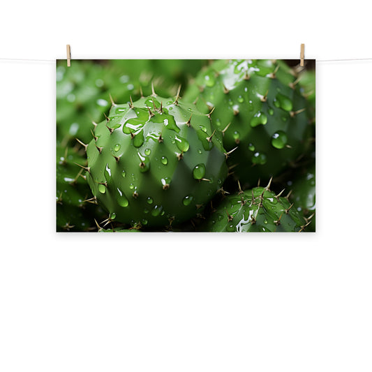 Cactus Art Painting: A Prickly Ensemble Cactus Photorealism - Digital Artwork Loose Art Print