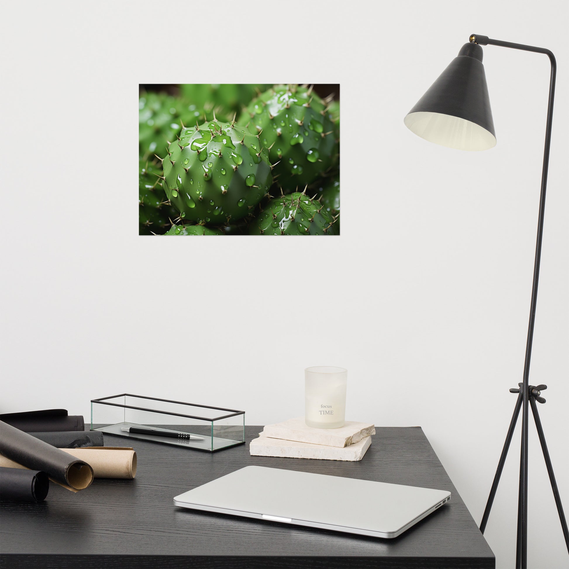 Cactus Desert Art: A Prickly Ensemble Cactus Photorealism - Digital Artwork Loose Art Print