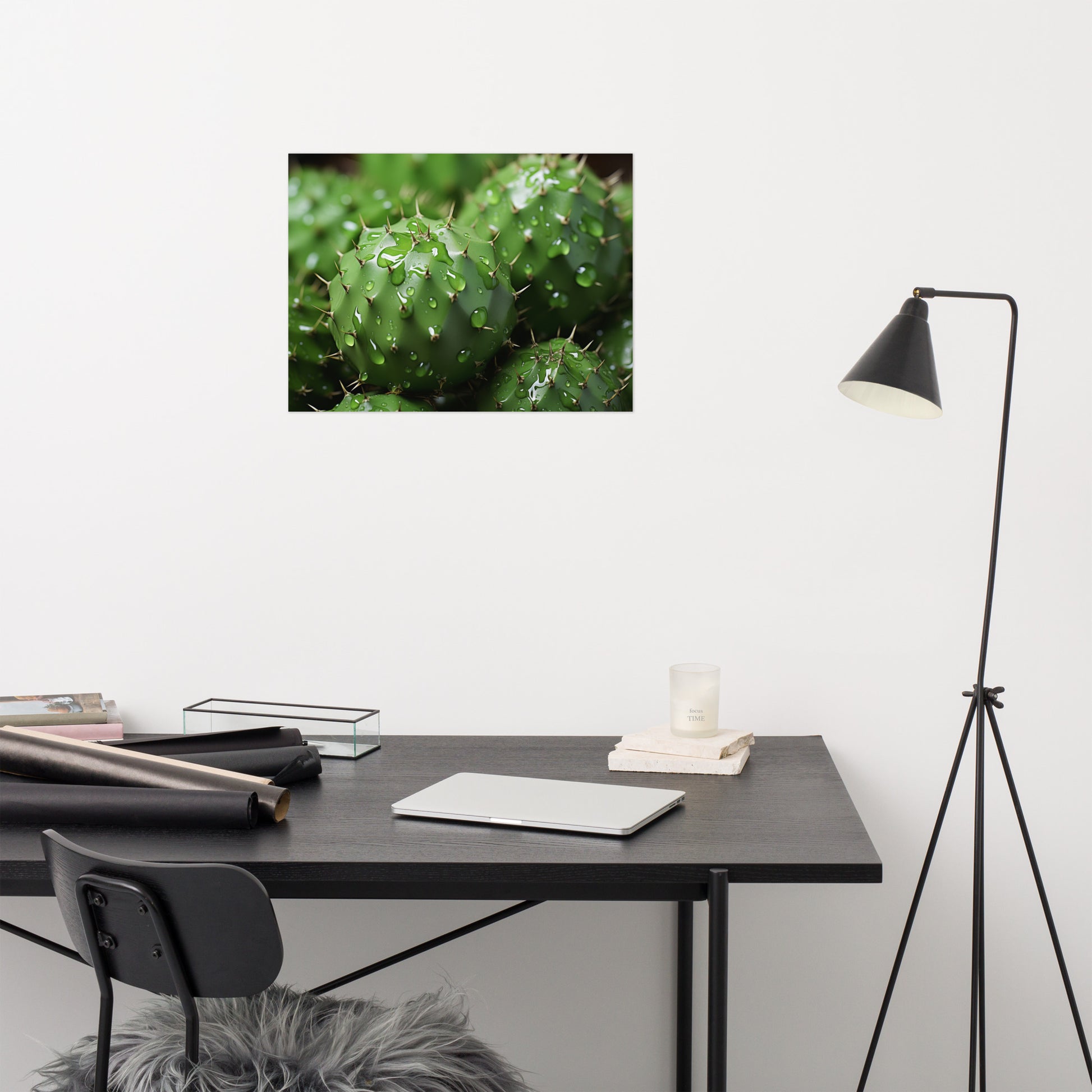Cactus Desert Wall Art: A Prickly Ensemble Cactus Photorealism - Digital Artwork Loose Art Print