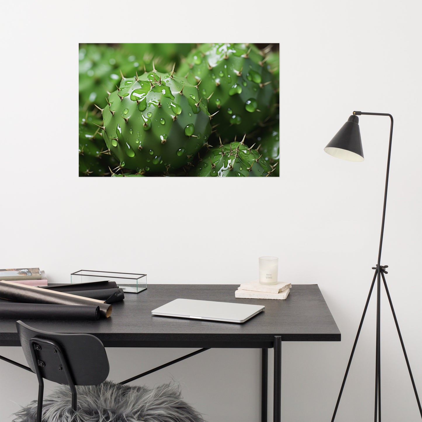 Cactus Digital Art: A Prickly Ensemble Cactus Photorealism - Digital Artwork Loose Art Print