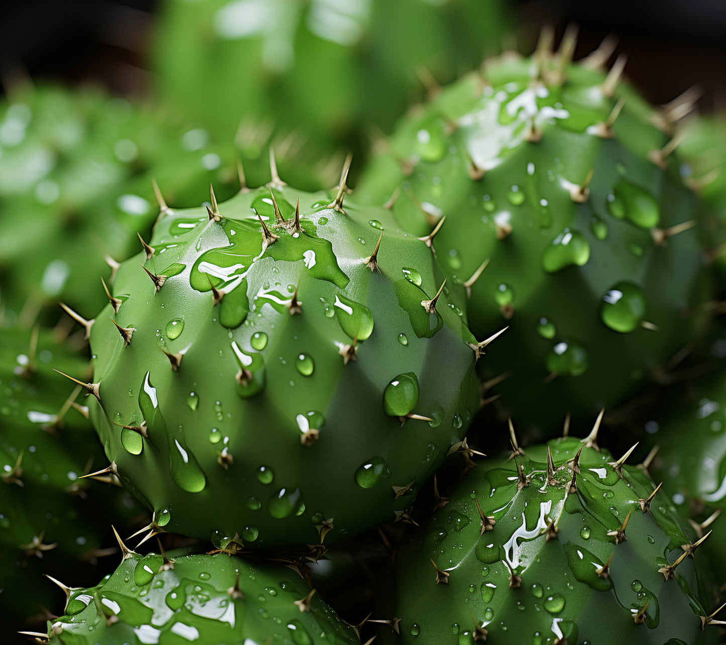 Cactus Garden Wall Art: A Prickly Ensemble Cactus Photorealism - Digital Artwork Loose Art Print
