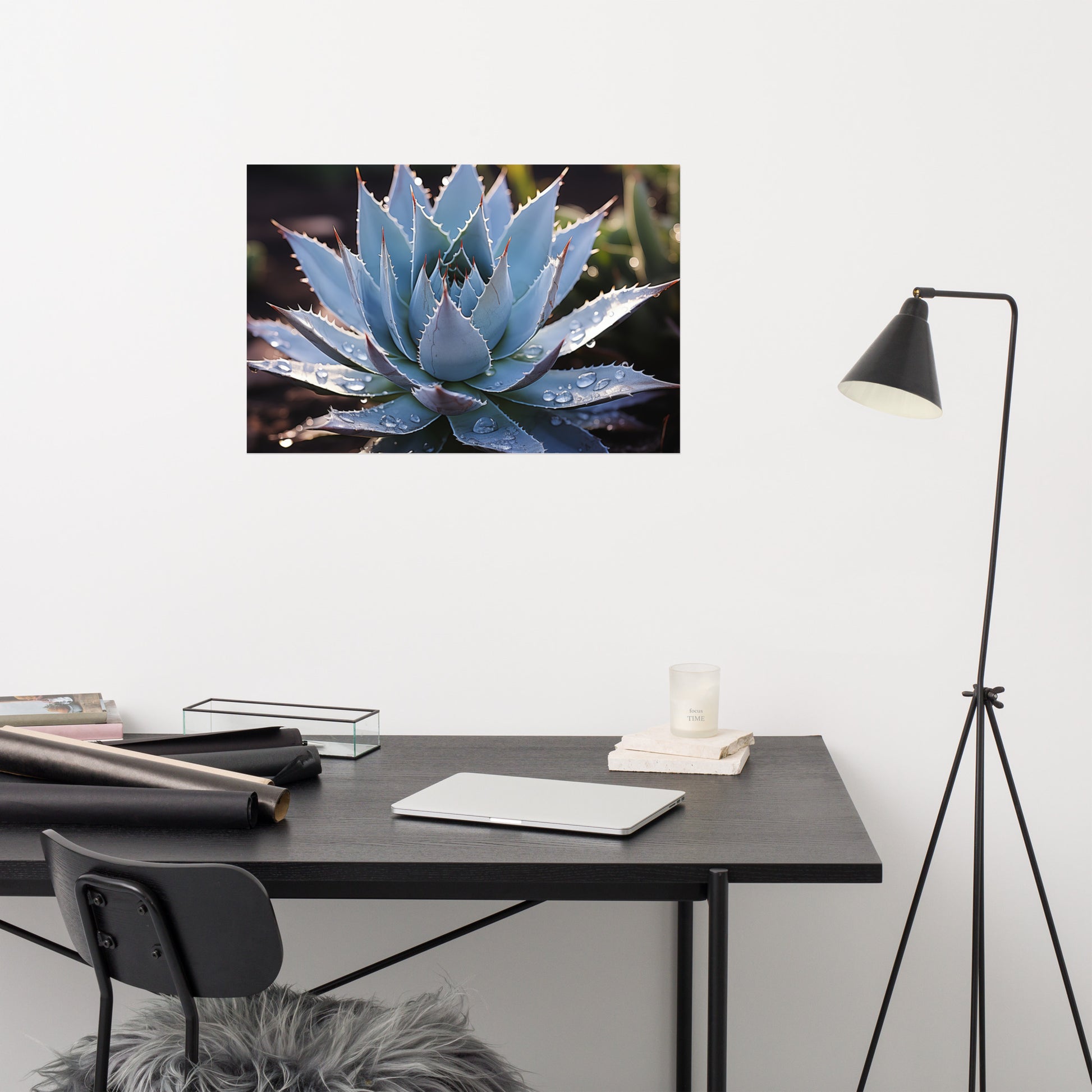 Cactus Wall Art: A Moment of Peace Botanical Rustic Photorealism - Digital Artwork Loose Art Print