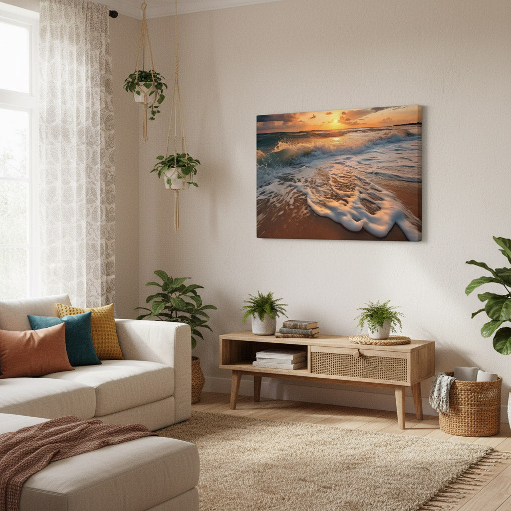 California Dreamin Coastal Wall Art Photorealistic Digital Artwork Large Canvas Wall Art Print in Biophilic Style Living Room