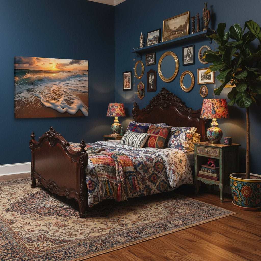 California Dreamin Coastal Wall Art Photorealistic Digital Artwork Large Canvas Wall Art Print in Eclectic Style Bedroom