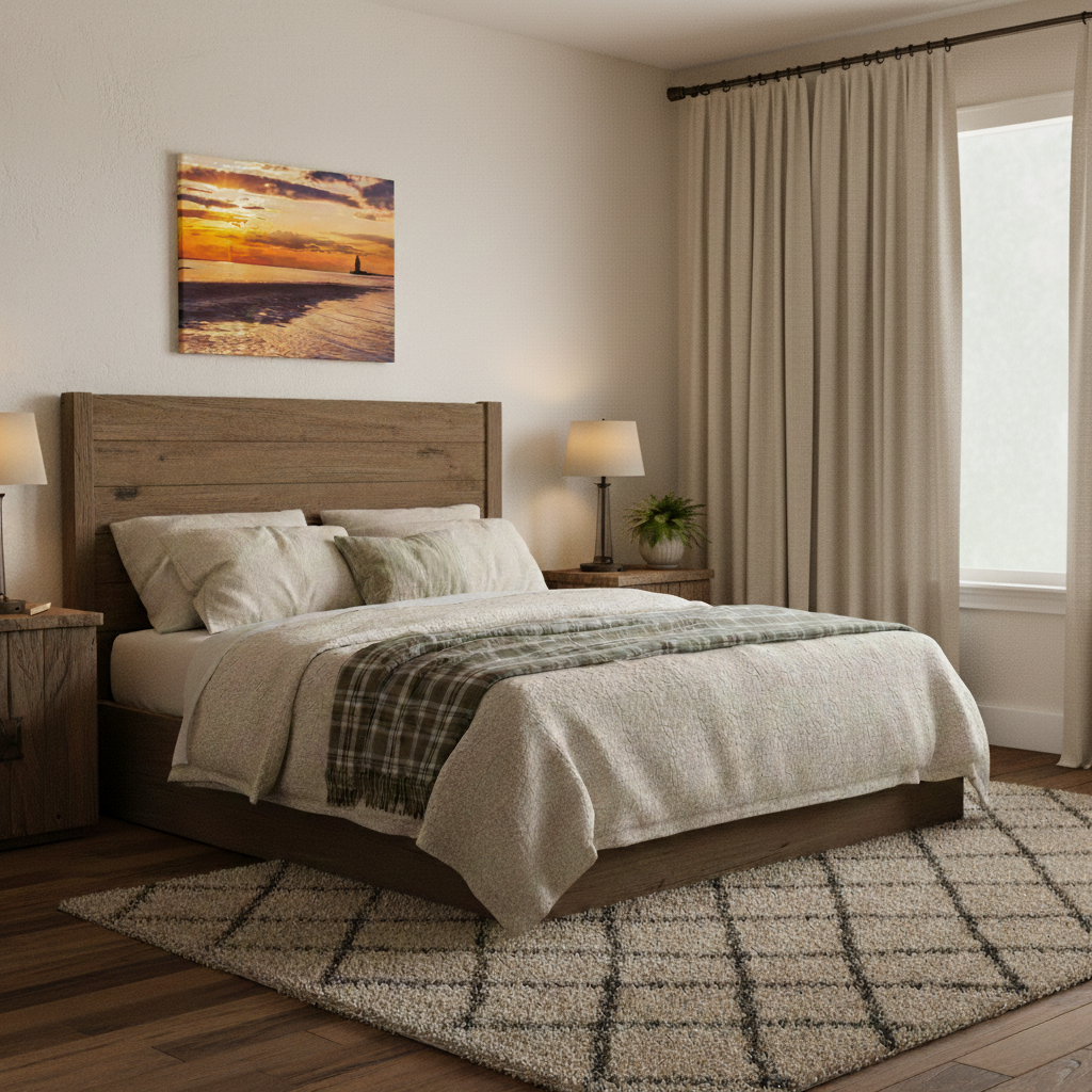 Cape Henlopen Sunset Coastal Landscape Photograph Wall Art Print Canvas in Rustic Style Bedroom