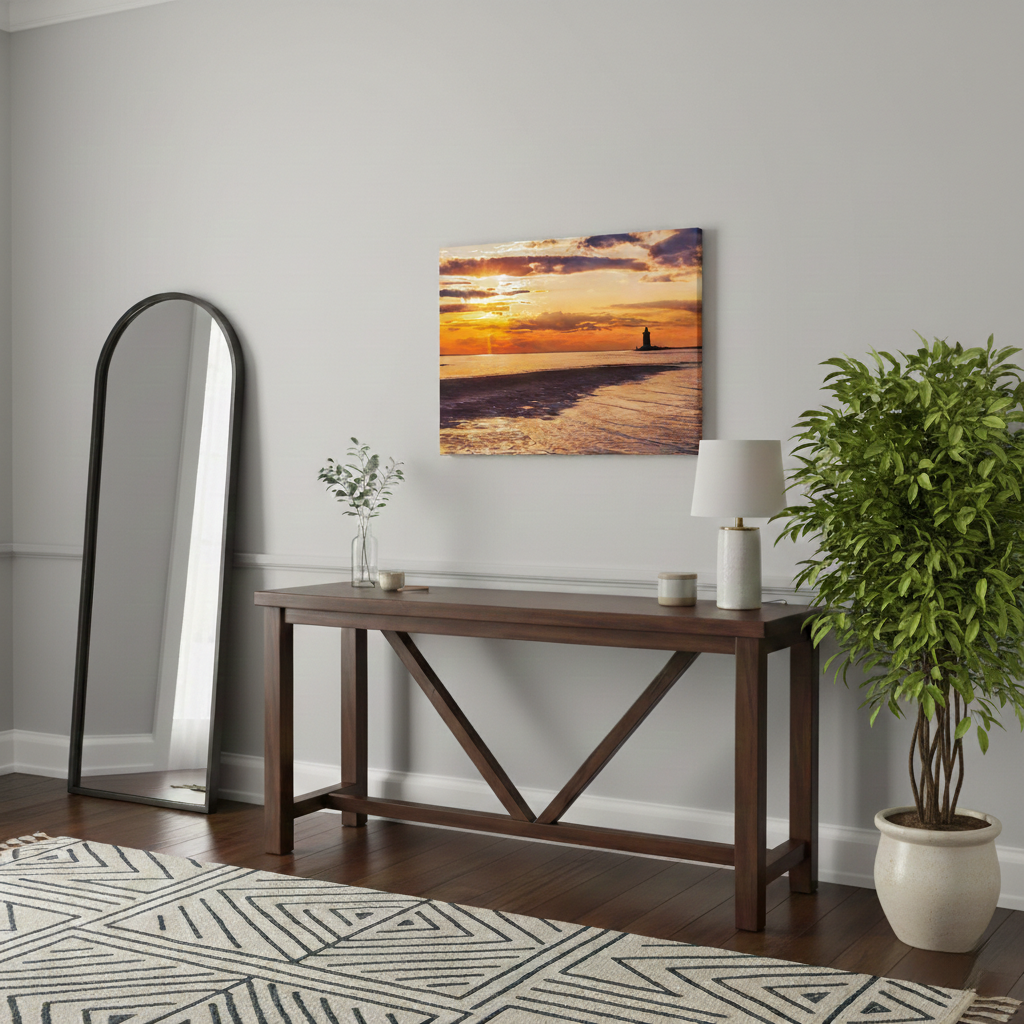 Cape Henlopen Sunset Coastal Landscape Photograph Wall Art Print Canvas in Transitional Style Entryway
