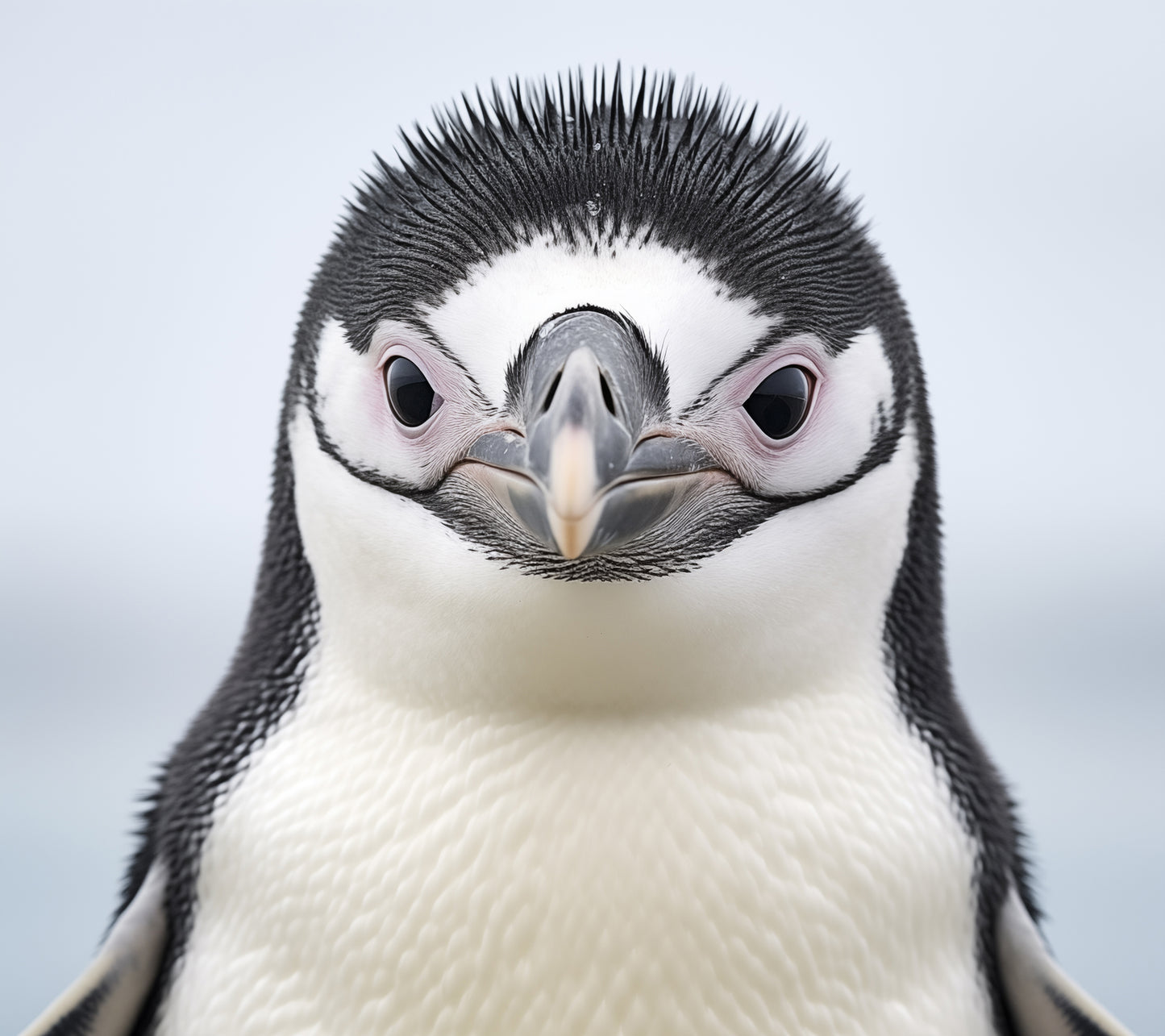 Cute Penguin Art: Chinstrap Penguin Chick Portrait Photorealism - Digital Artwork Loose Art Print