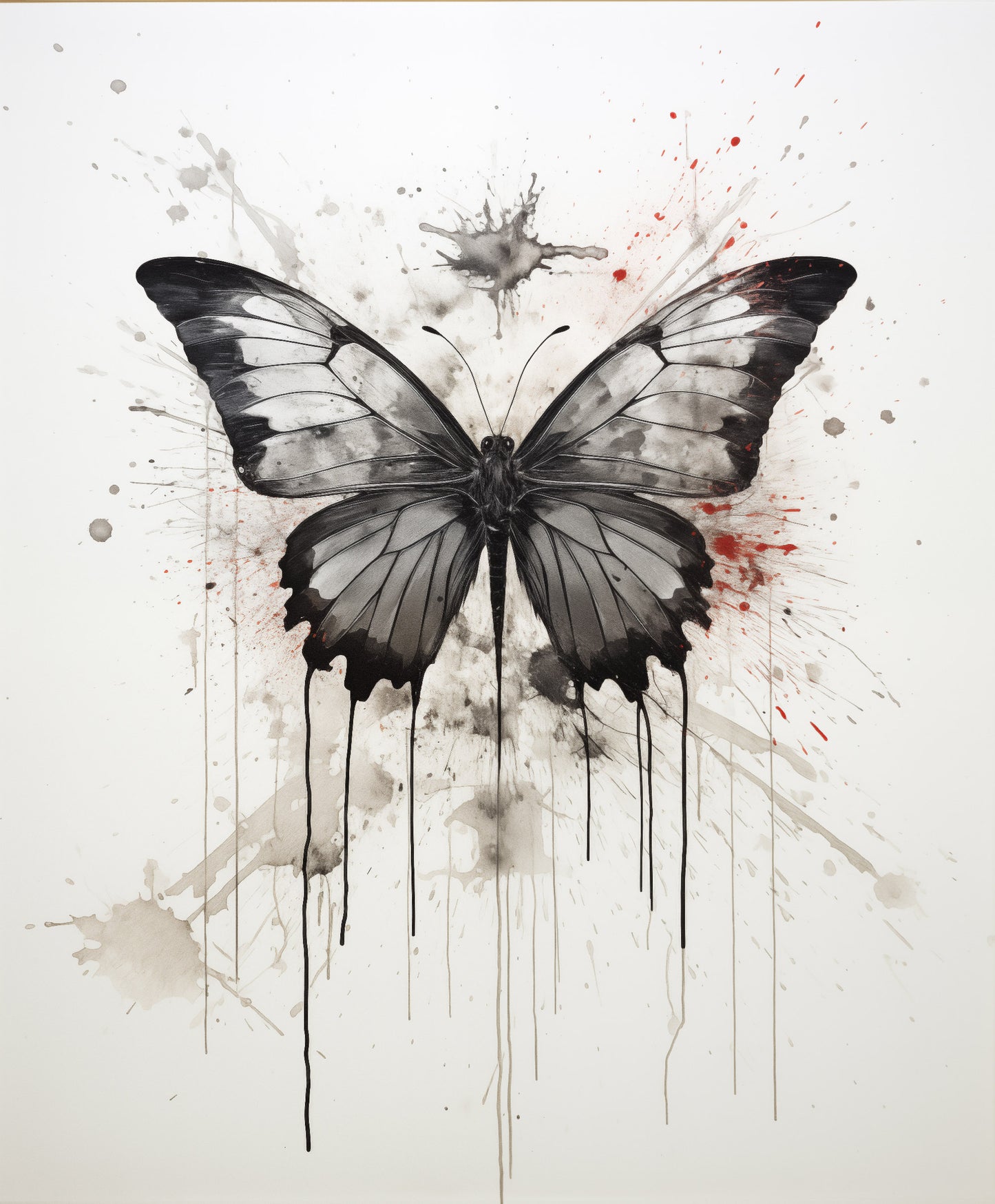 Butterfly Art: Chromatic Flutter Ink Painting Digital Artwork Loose Art Print