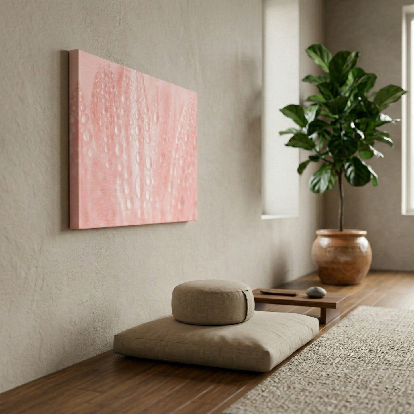 Close-Up Pink Daisy Floral Botanical Photograph Canvas Wall Art Print in Zen Style Meditation  Relaxation Space