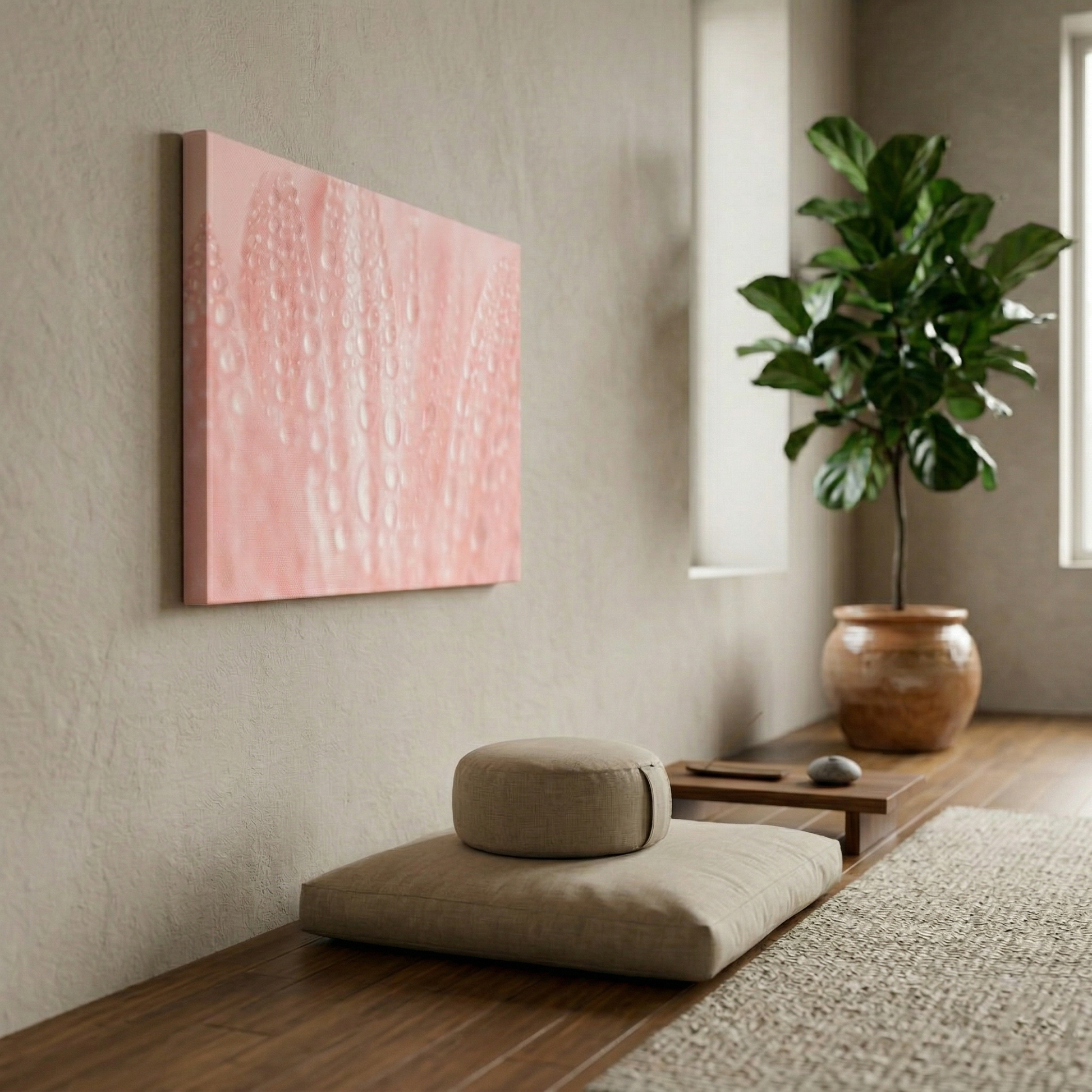 Close-Up Pink Daisy Floral Botanical Photograph Canvas Wall Art Print in Zen Style Meditation  Relaxation Space