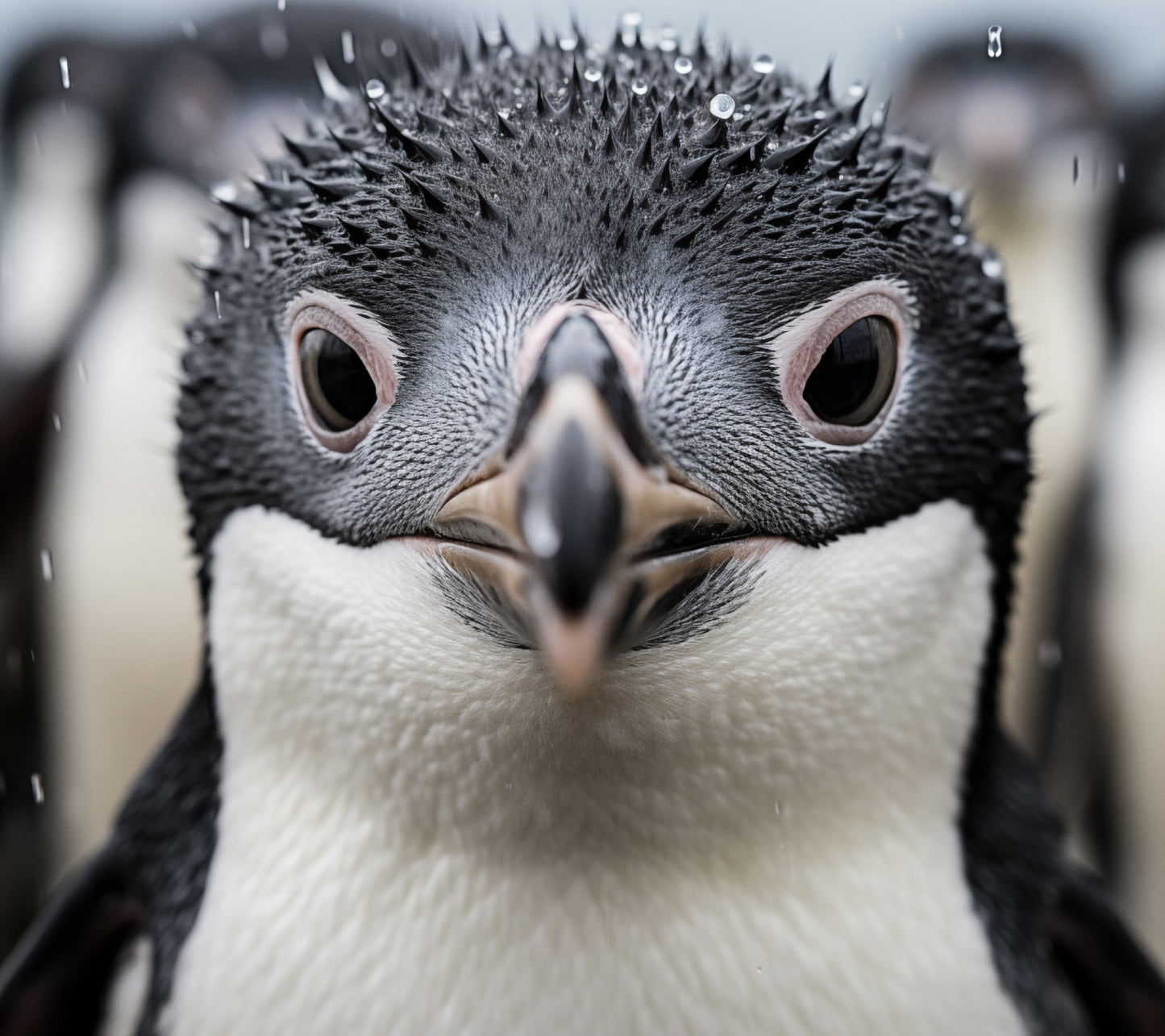 Wall Art Penguin: Close-up of a Baby Penguin Photorealism - Digital Artwork Loose Art Print