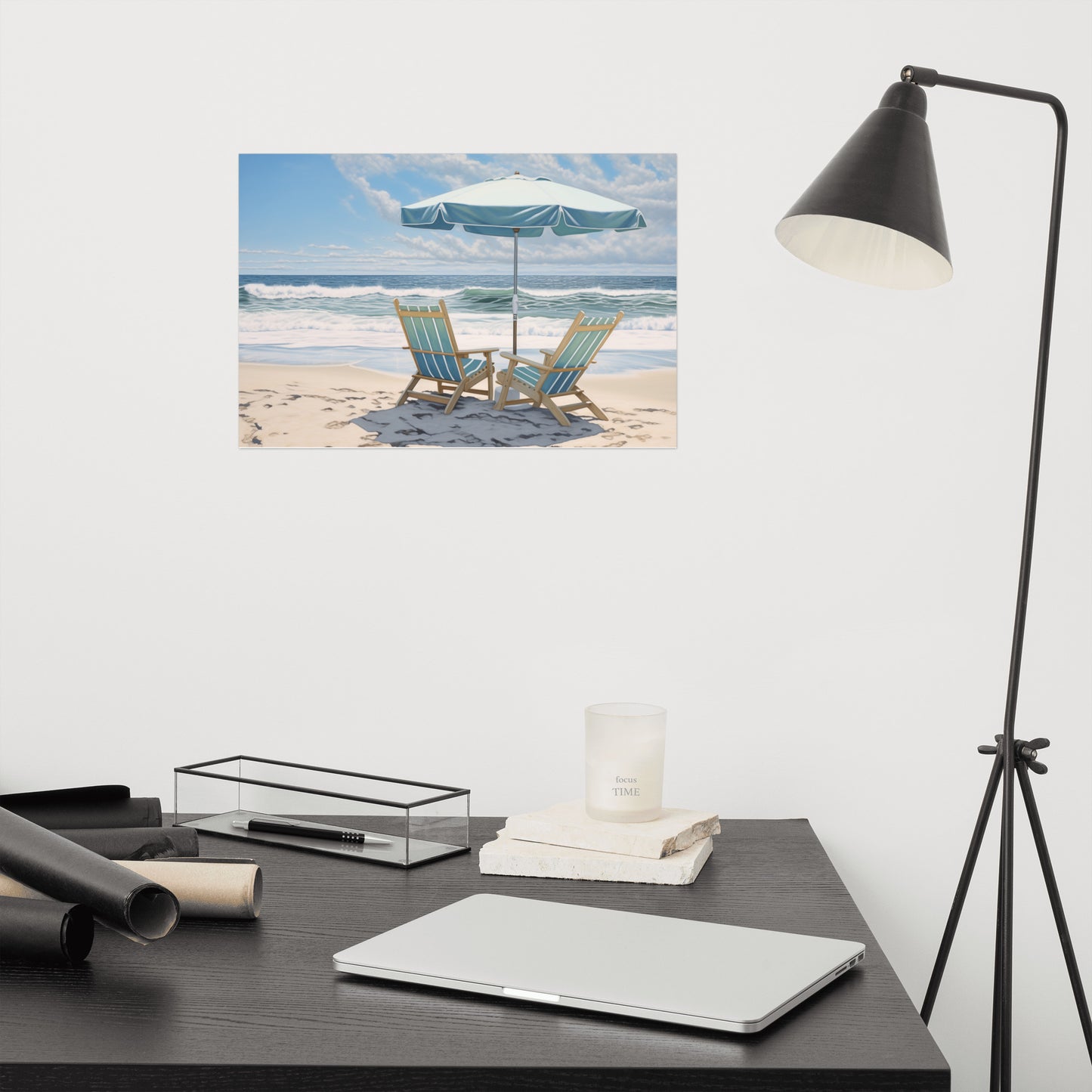 Coastal Landscape Wall Art: A Sunny Spot for Two Coastal Illustration Photorealistic - Digital Artwork Loose Print