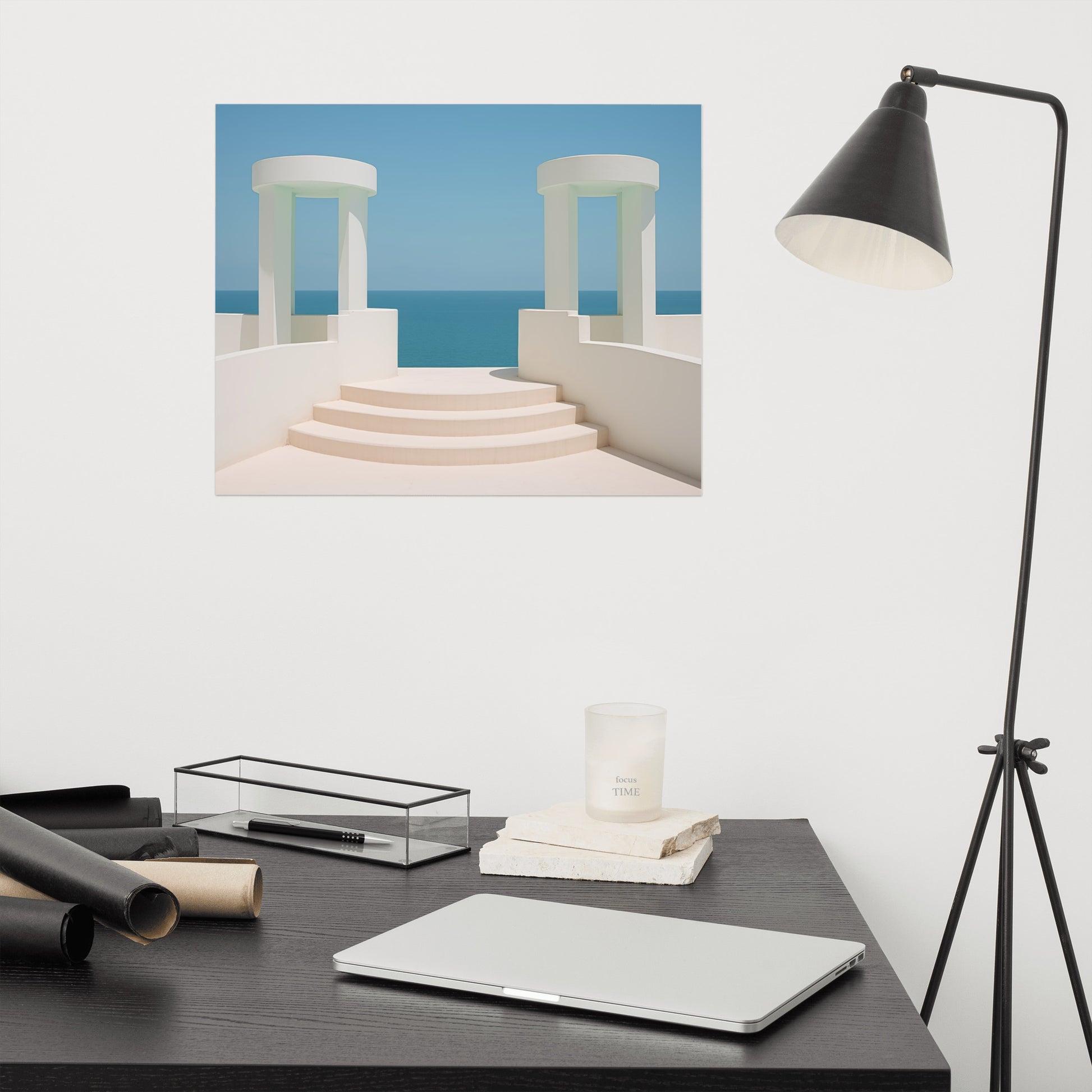 Coastal Living Room Wall Decor: A Tranquil Seascape Art Deco Painting - Digital Artwork Loose Art Print