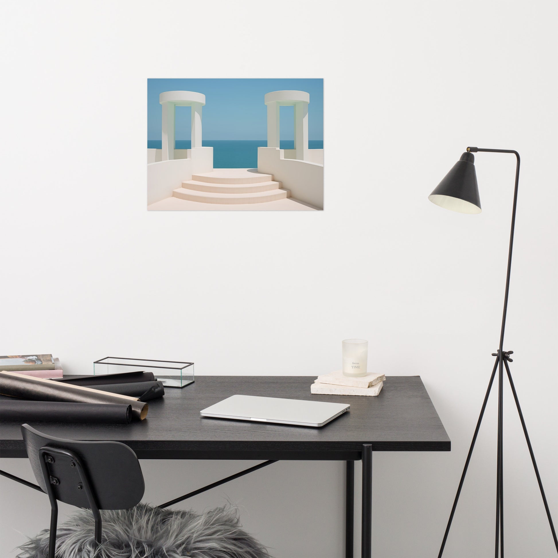 Coastal Pictures For Living Room: A Tranquil Seascape Art Deco Painting - Digital Artwork Loose Art Print