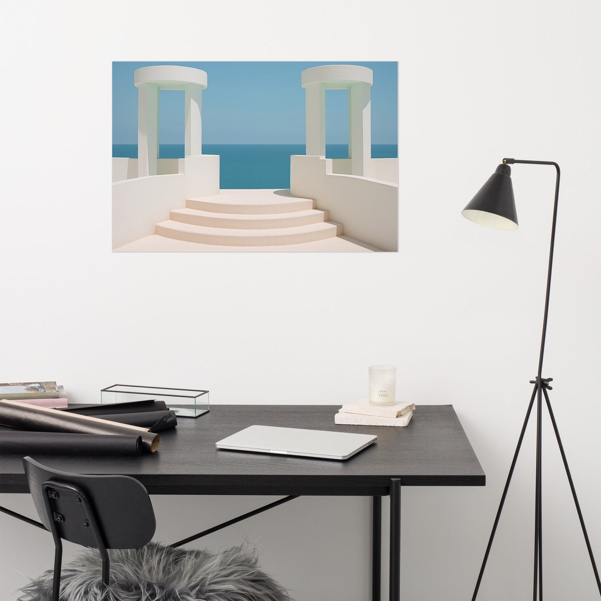 Coastal Wall Decor Living Room: A Tranquil Seascape Art Deco Painting - Digital Artwork Loose Art Print