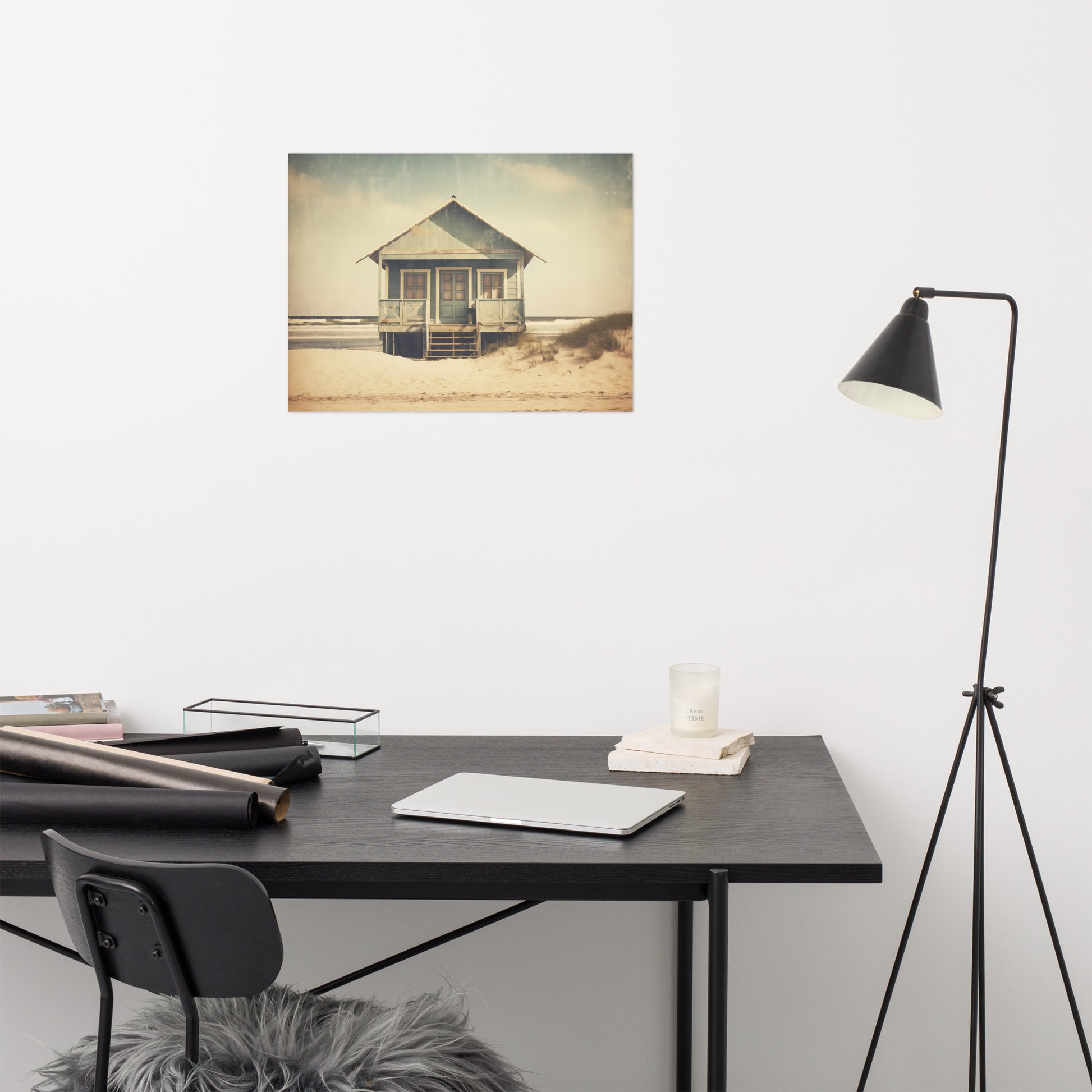 Cool Beach Posters: A Journey Through Time Subdued Retro Photorealism - Digital Artwork Loose Art Print