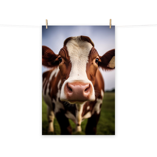 Cow Wall Decor: A Soulful Stare Cow Photorealism Painting - Digital - Rustic/ Farmhouse/Country Style Artwork Unframed