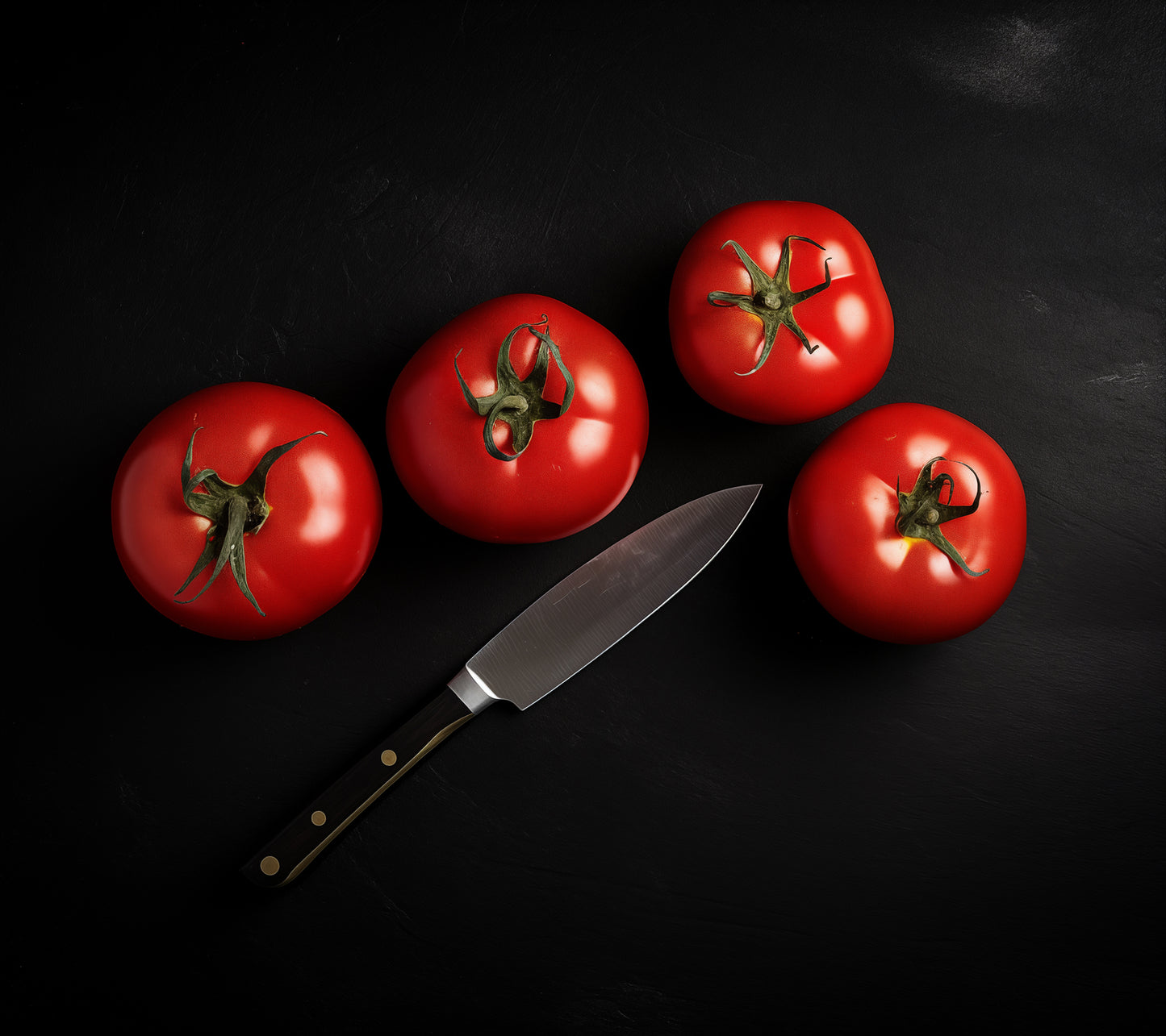 Home Kitchen Wall Decor: Crimson Quartet Tomatoes Photorealism - Digital Artwork Loose Art Print