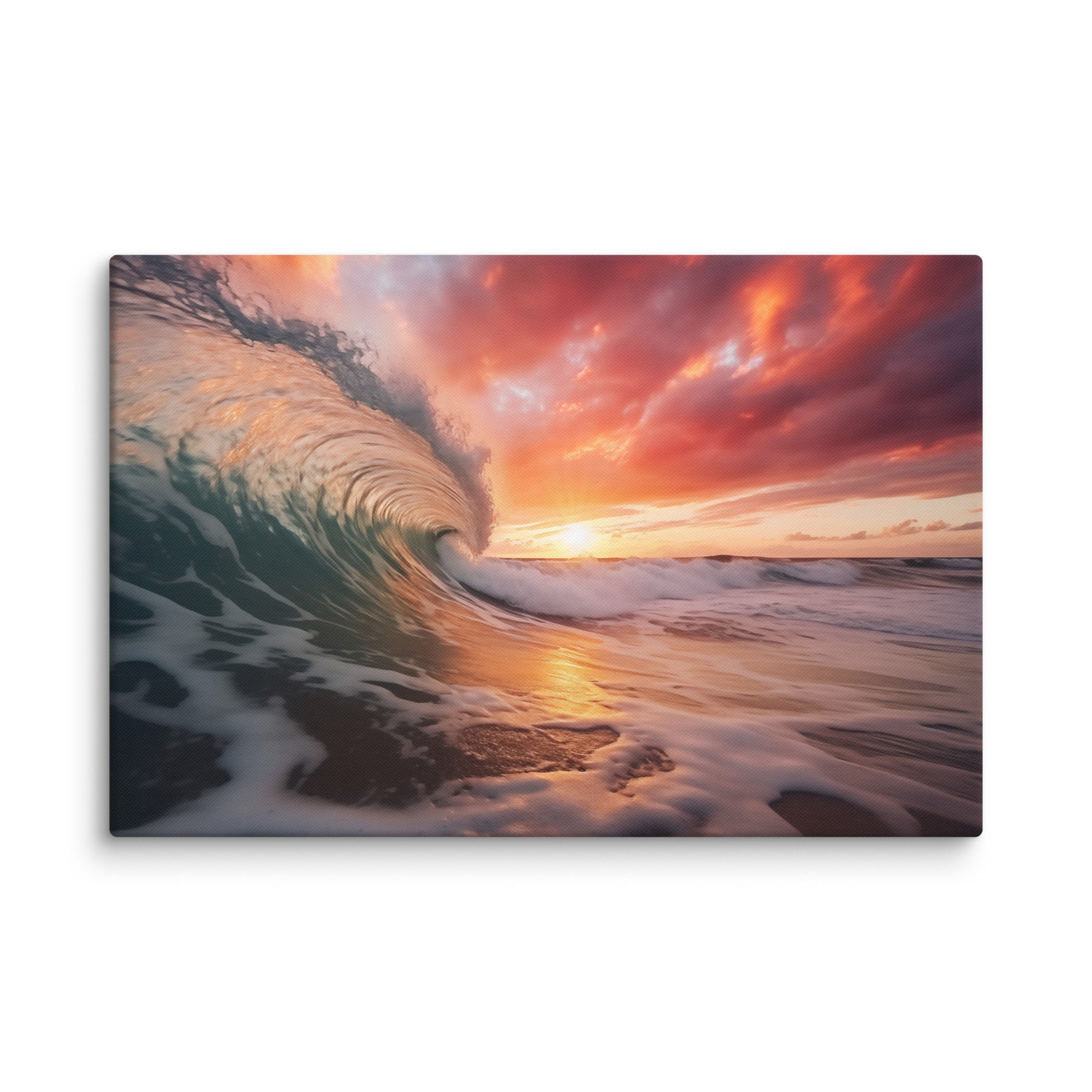 Crimson Coastline Coastal Photorealistic Digital Artwork as Canvas Wall Art Prints