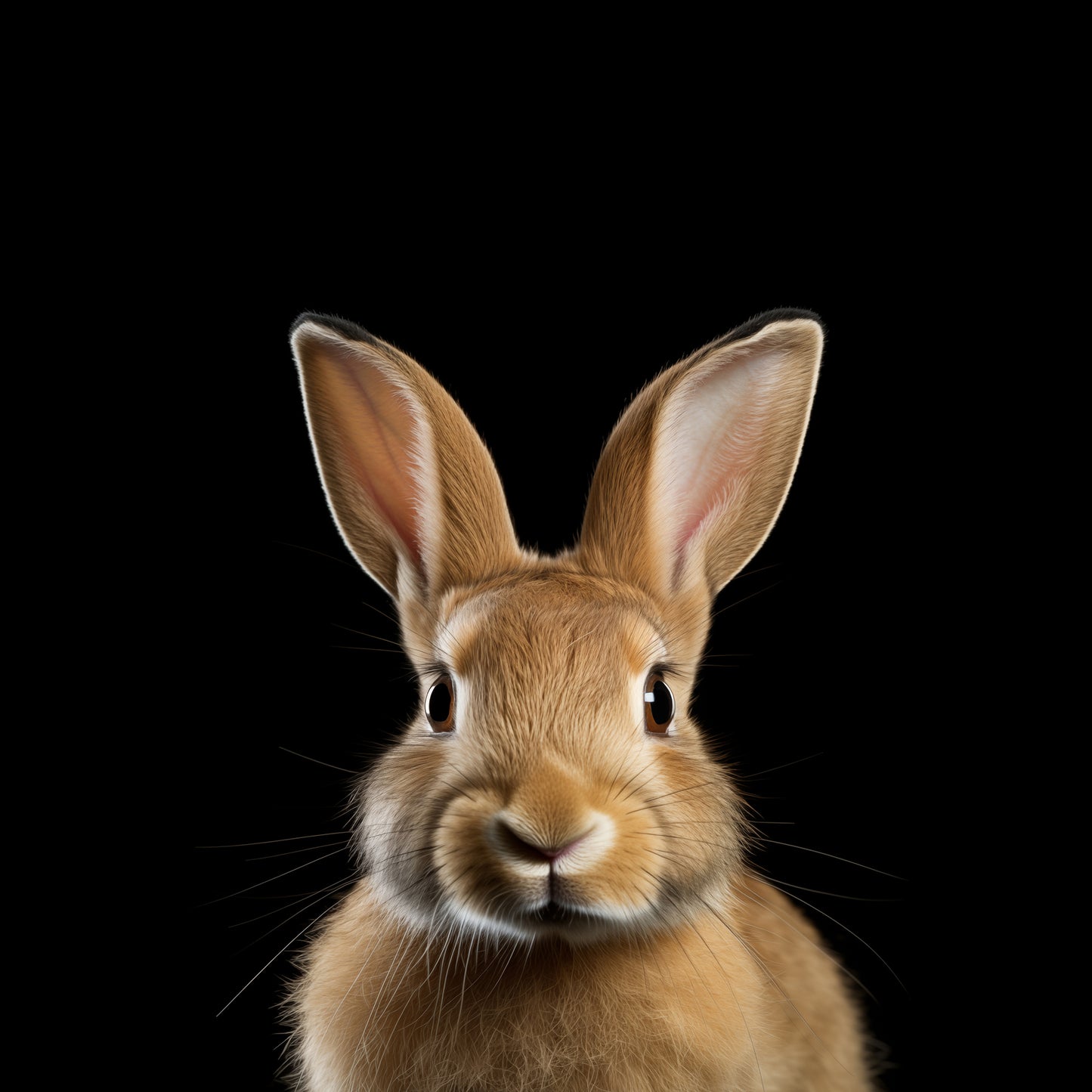 Play Room Wall Art: Curious Cottontail Rabbit Portrait Photorealism - Digital Artwork Loose Art Print