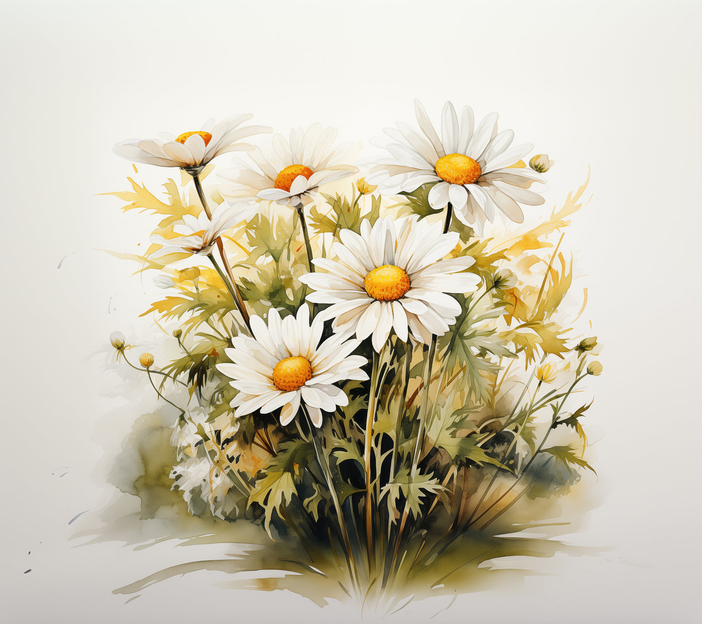 Wild Flower Watercolor: Daisy Dreams Watercolor Painting - Digital Artwork Loose Art Print