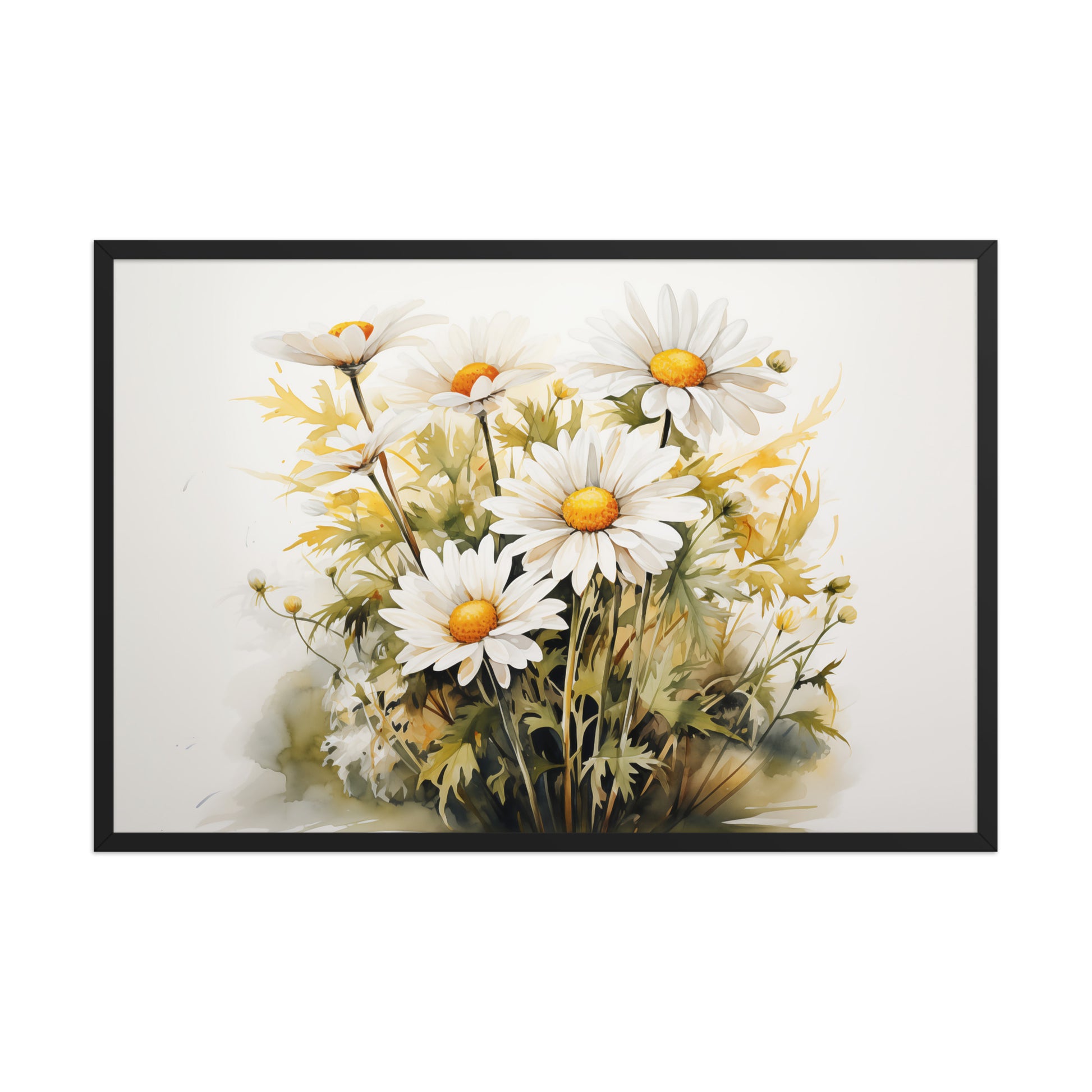 Daisy Dreams Watercolor Painting Floral Framed Wall Art Print