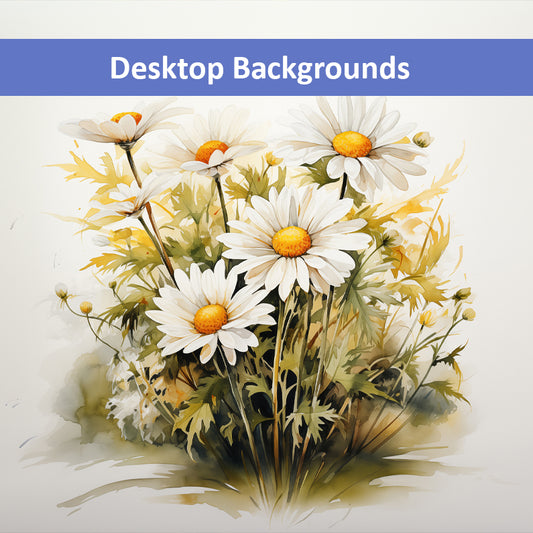 Daisy Dreams Watercolor Painting Wallpaper for Computer