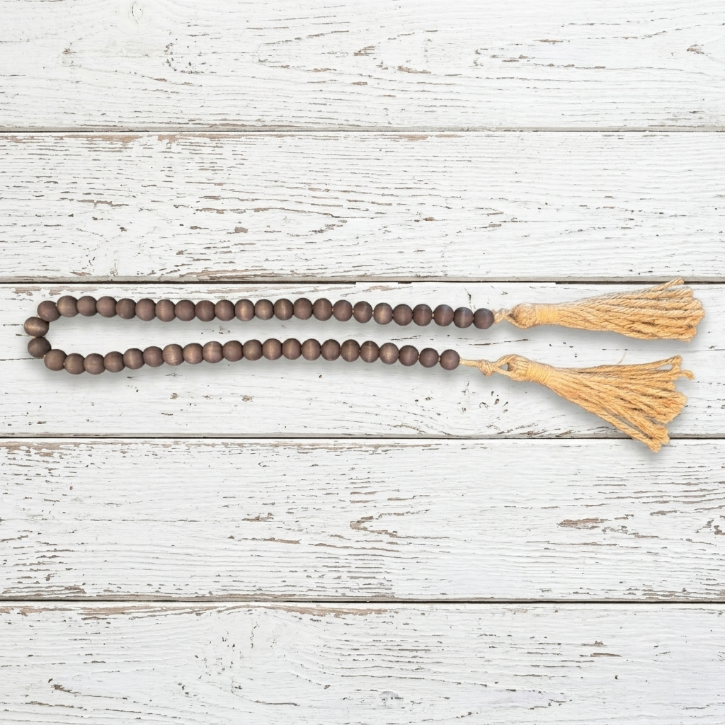Dark Charcoal Gray Wood Bead Garland (1)