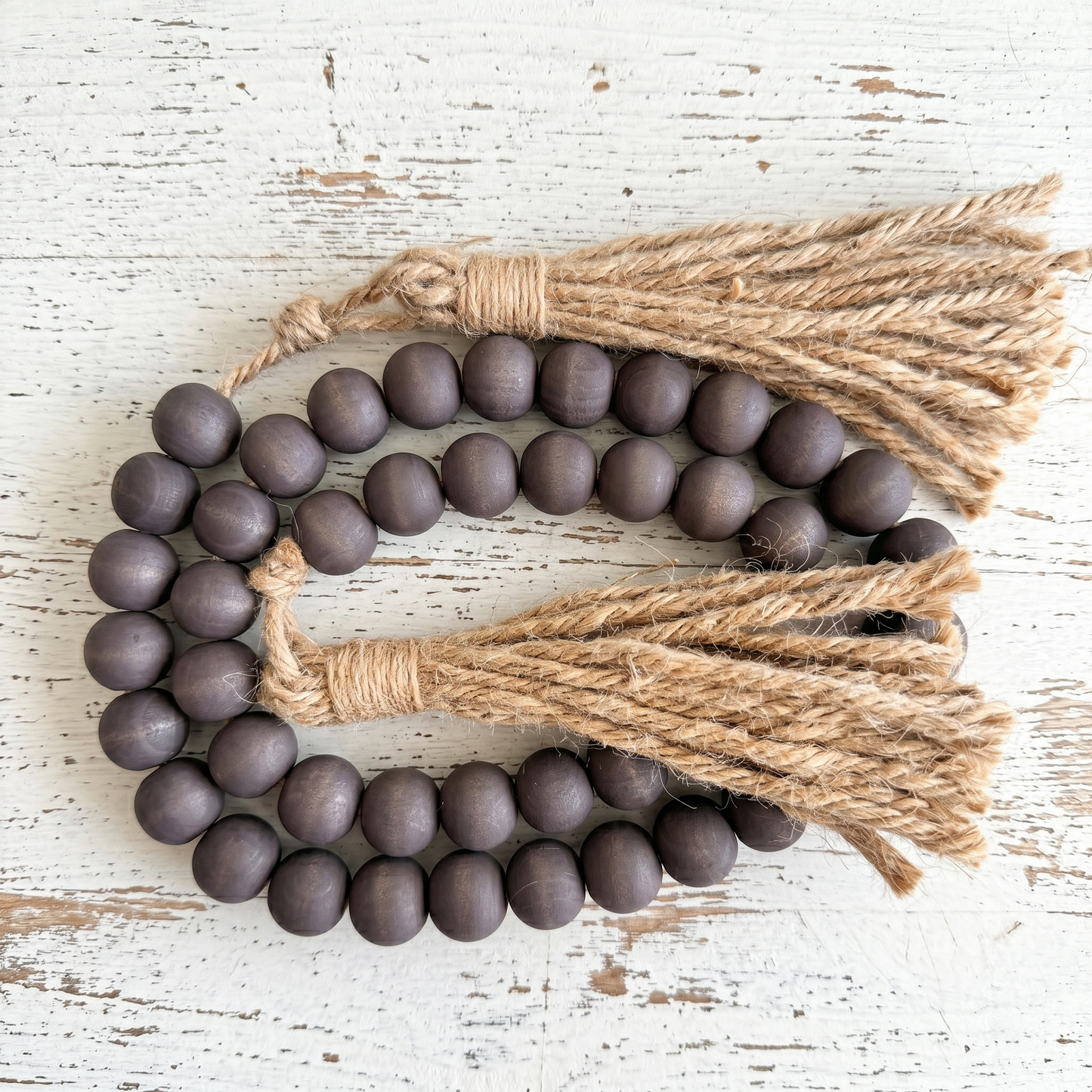 Dark Charcoal Gray Wood Bead Garland (3)