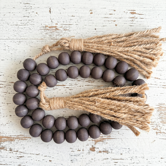 Dark Charcoal Gray Wood Bead Garland (3)