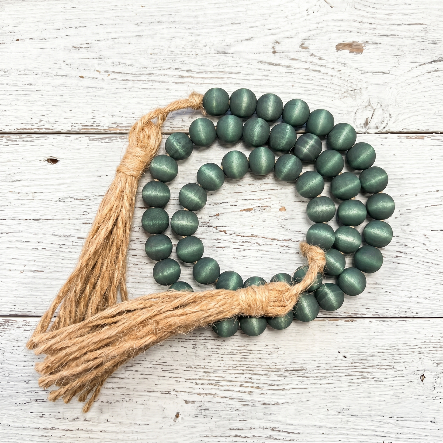 Dark Green Wood Bead Garland (5)