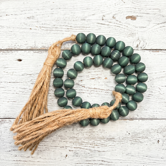 Dark Green Wood Bead Garland (5)