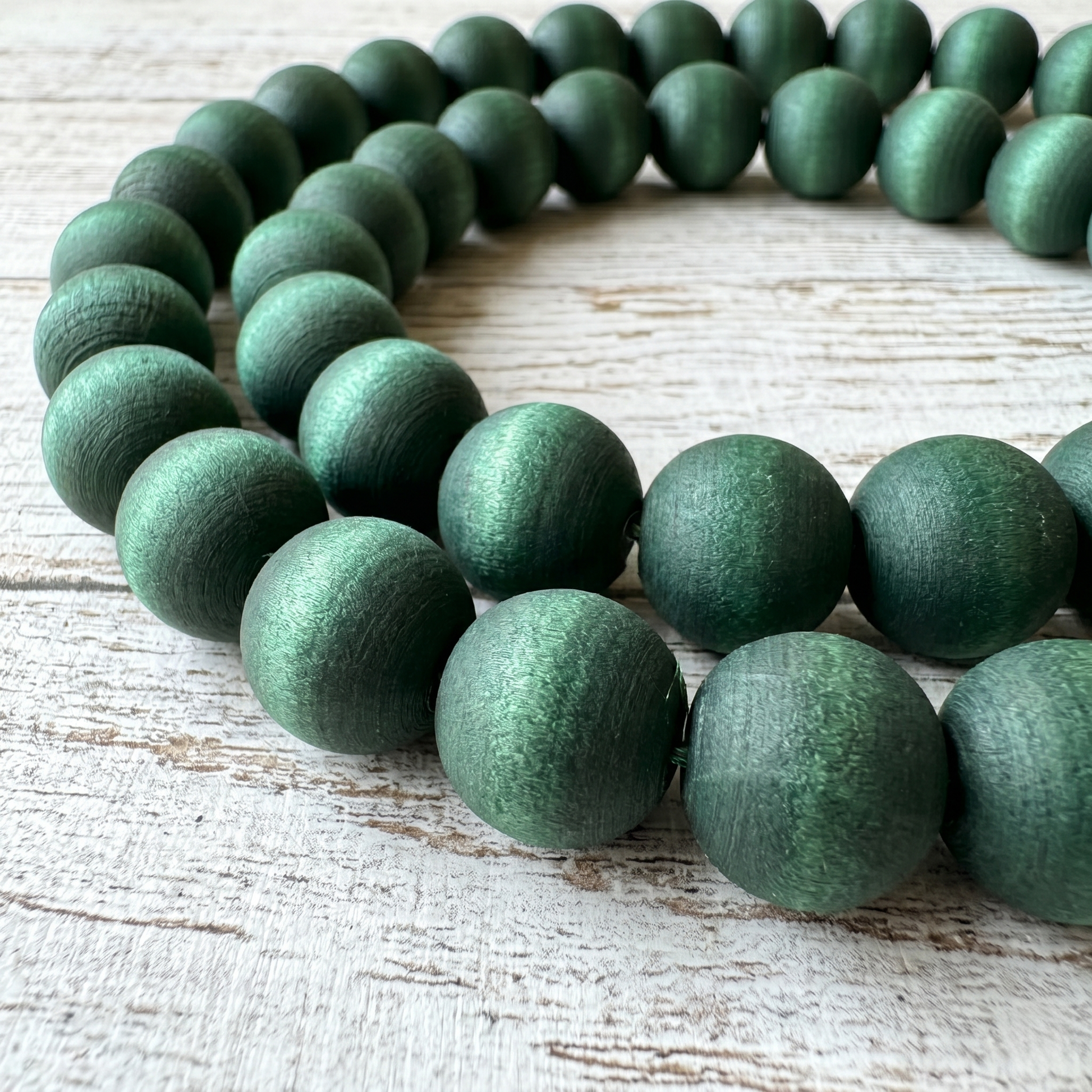 Dark Green Wood Bead Garland (6)