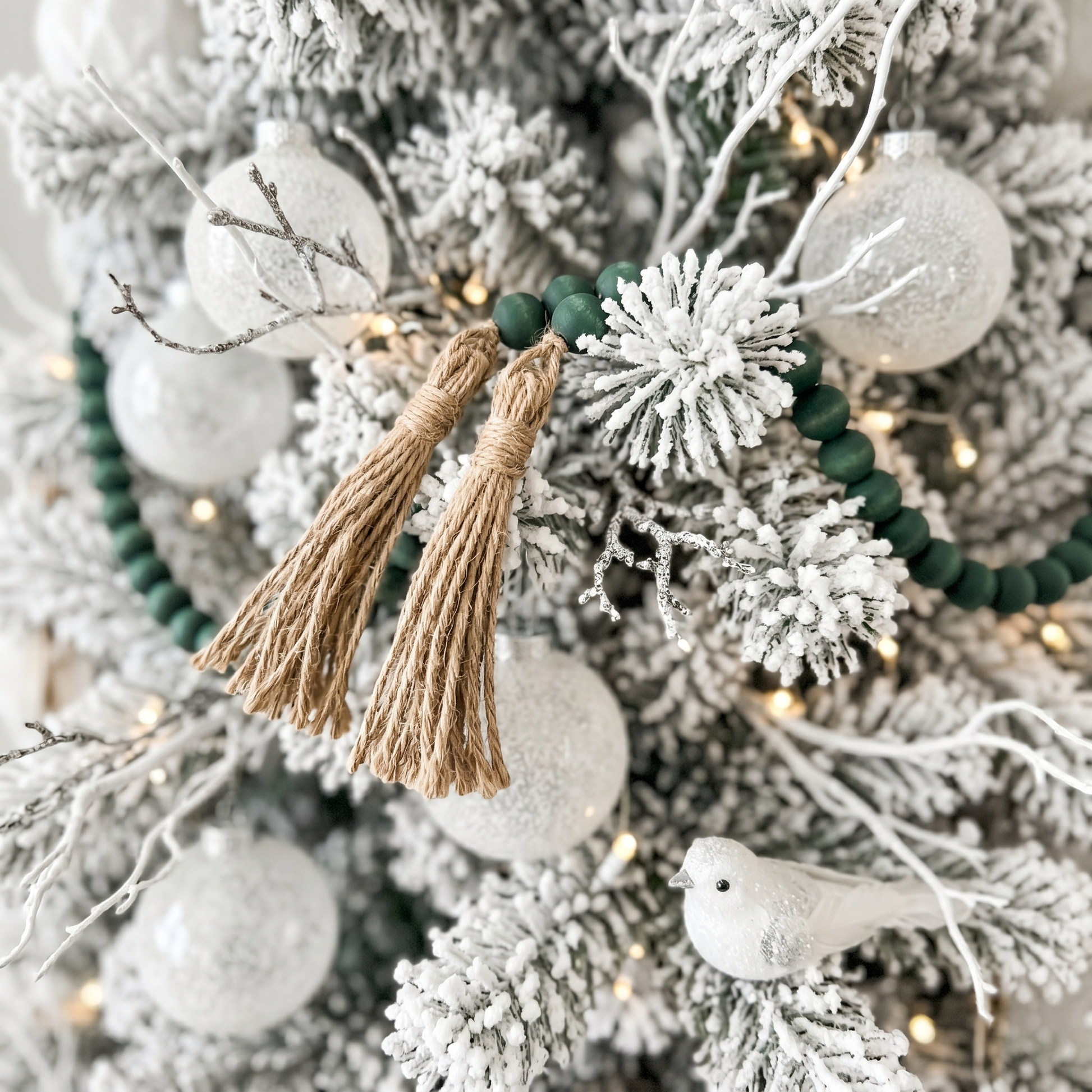 Dark Green Wood Bead Garland (7)
