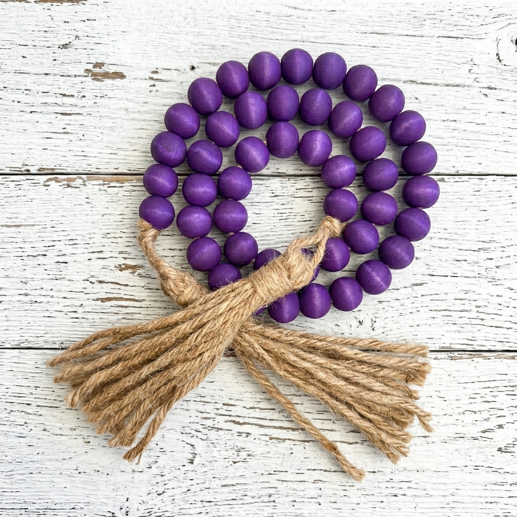 Dark Purple Wood Bead Garland (4)