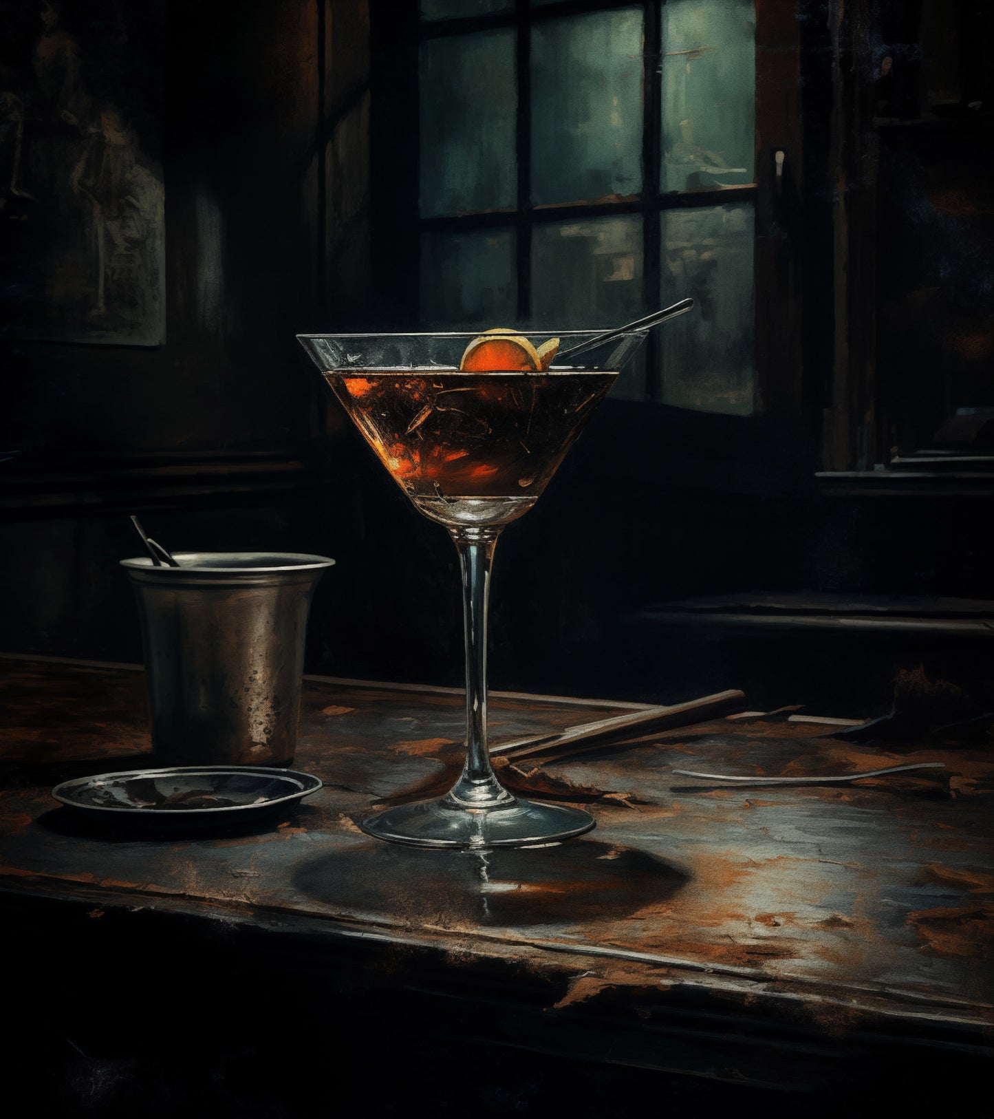 Art for Bars: Darkened Delight Realism Painting Digital Artwork Loose Art Print